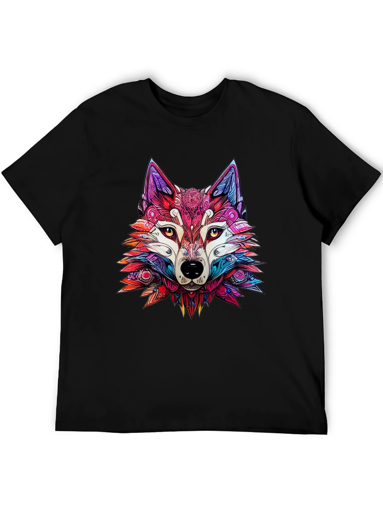 Vibrant Wolf Graphic Tee - Stylish Animal Print Shirt