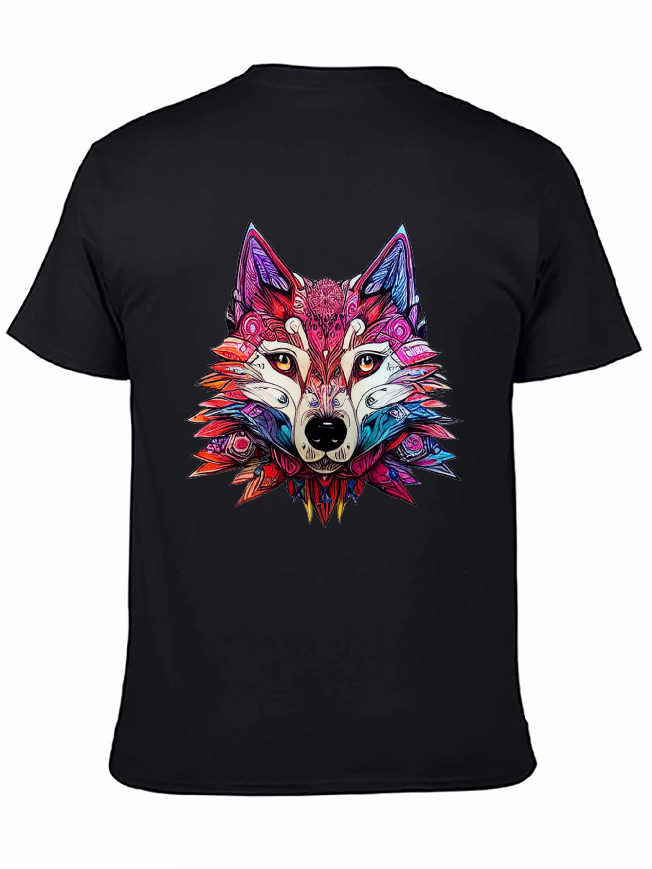 Vibrant Wolf Graphic Tee - Stylish Animal Print Shirt