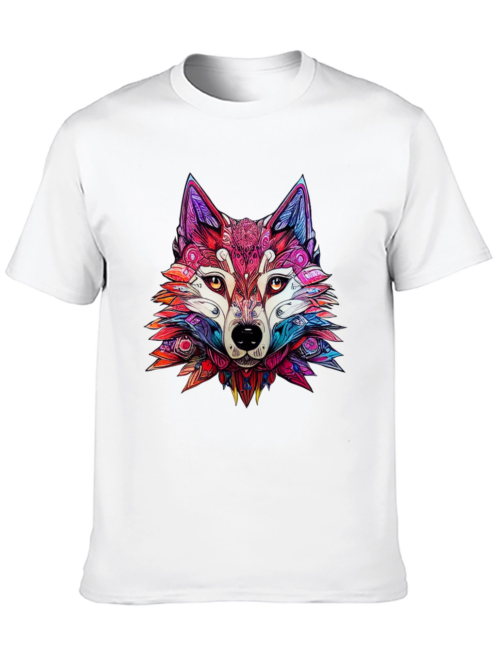 Vibrant Wolf Graphic Tee - Stylish Animal Print Shirt