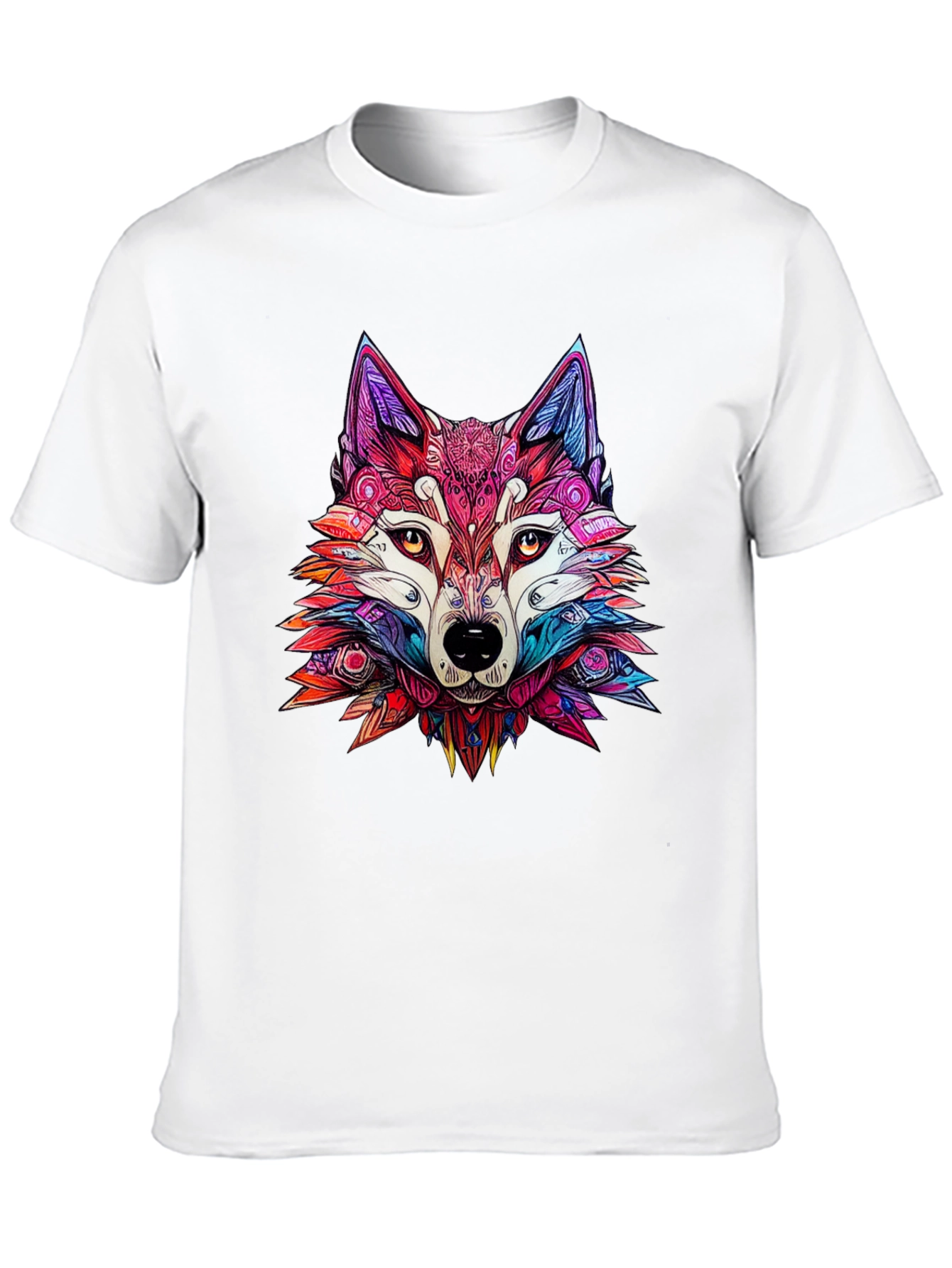 Vibrant Wolf Graphic Tee - Stylish Animal Print Shirt