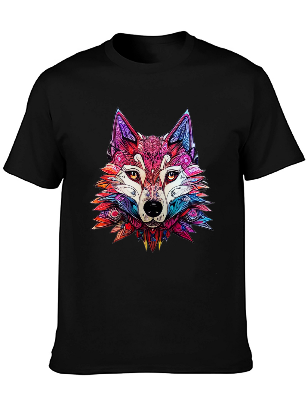 Vibrant Wolf Graphic Tee - Stylish Animal Print Shirt