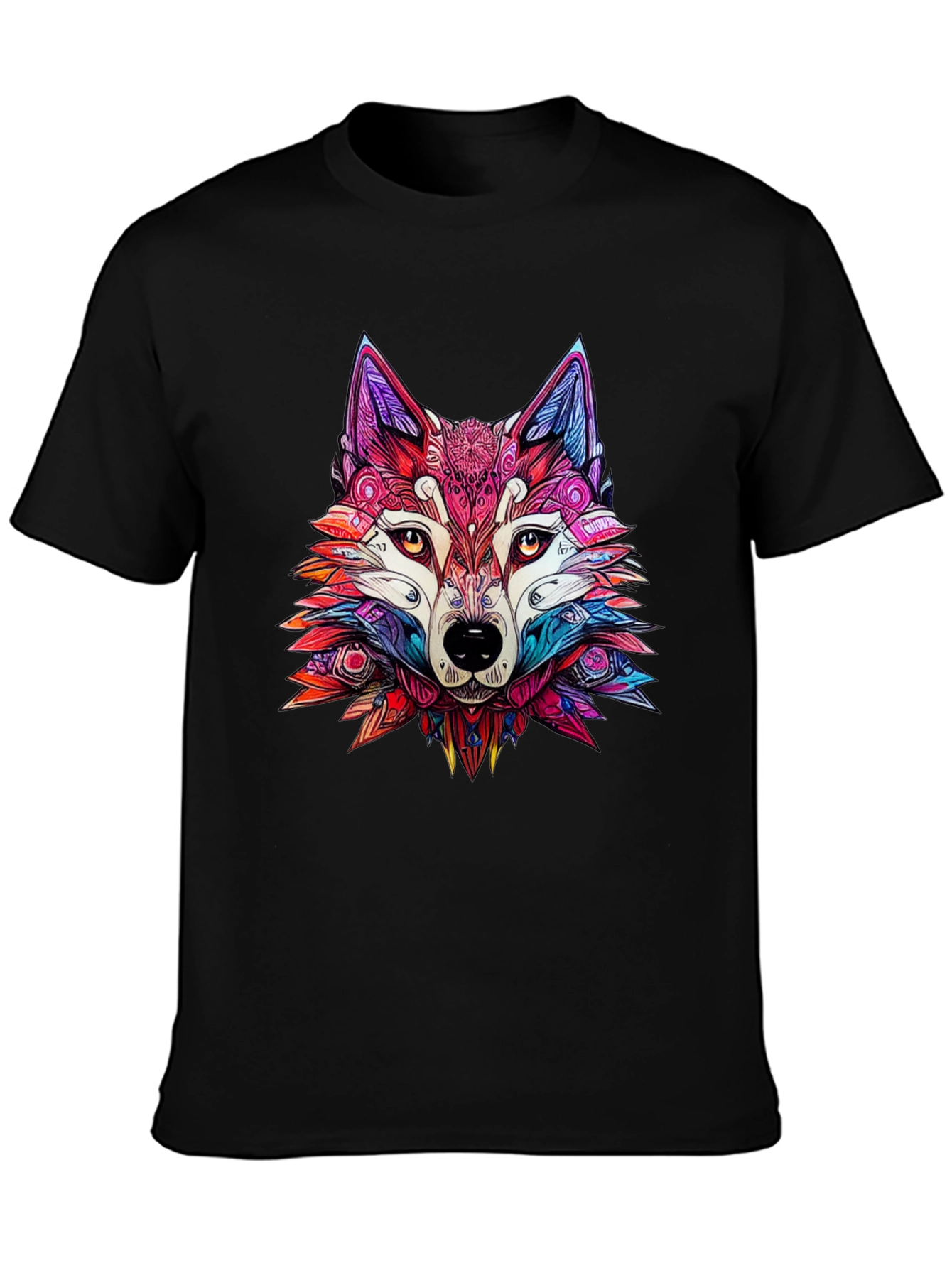 Vibrant Wolf Graphic Tee - Stylish Animal Print Shirt