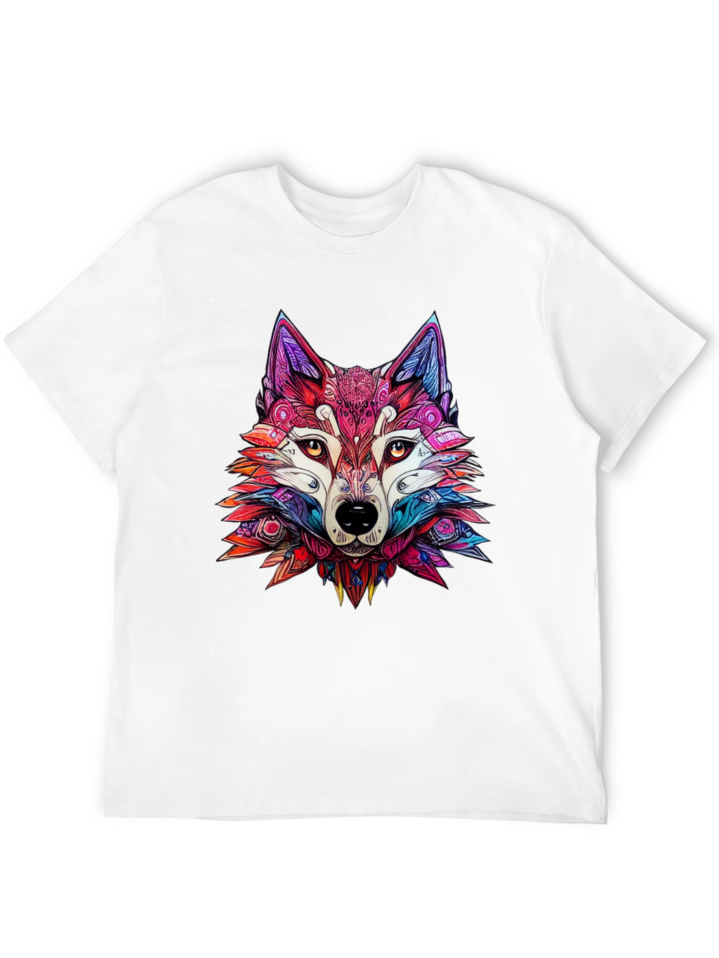 Vibrant Wolf Graphic Tee - Stylish Animal Print Shirt