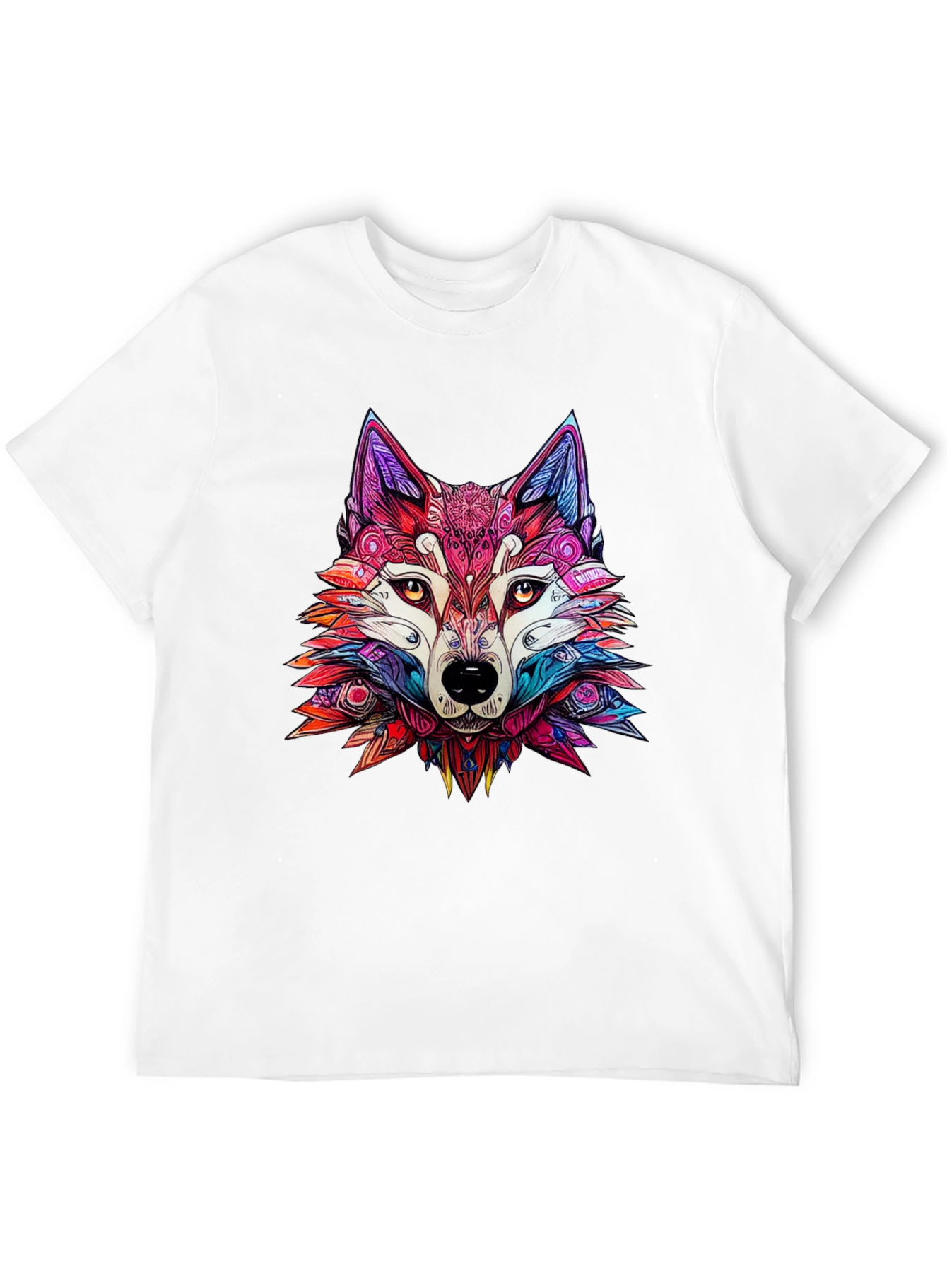 Vibrant Wolf Graphic Tee - Stylish Animal Print Shirt
