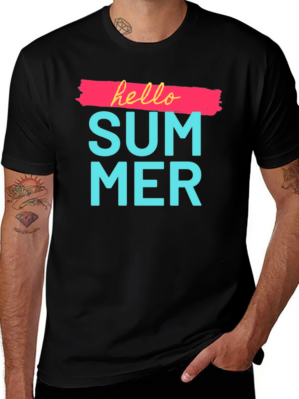 Hello Summer Graphic Print Crewneck T-Shirt