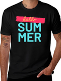 Hello Summer Graphic Print Crewneck T-Shirt