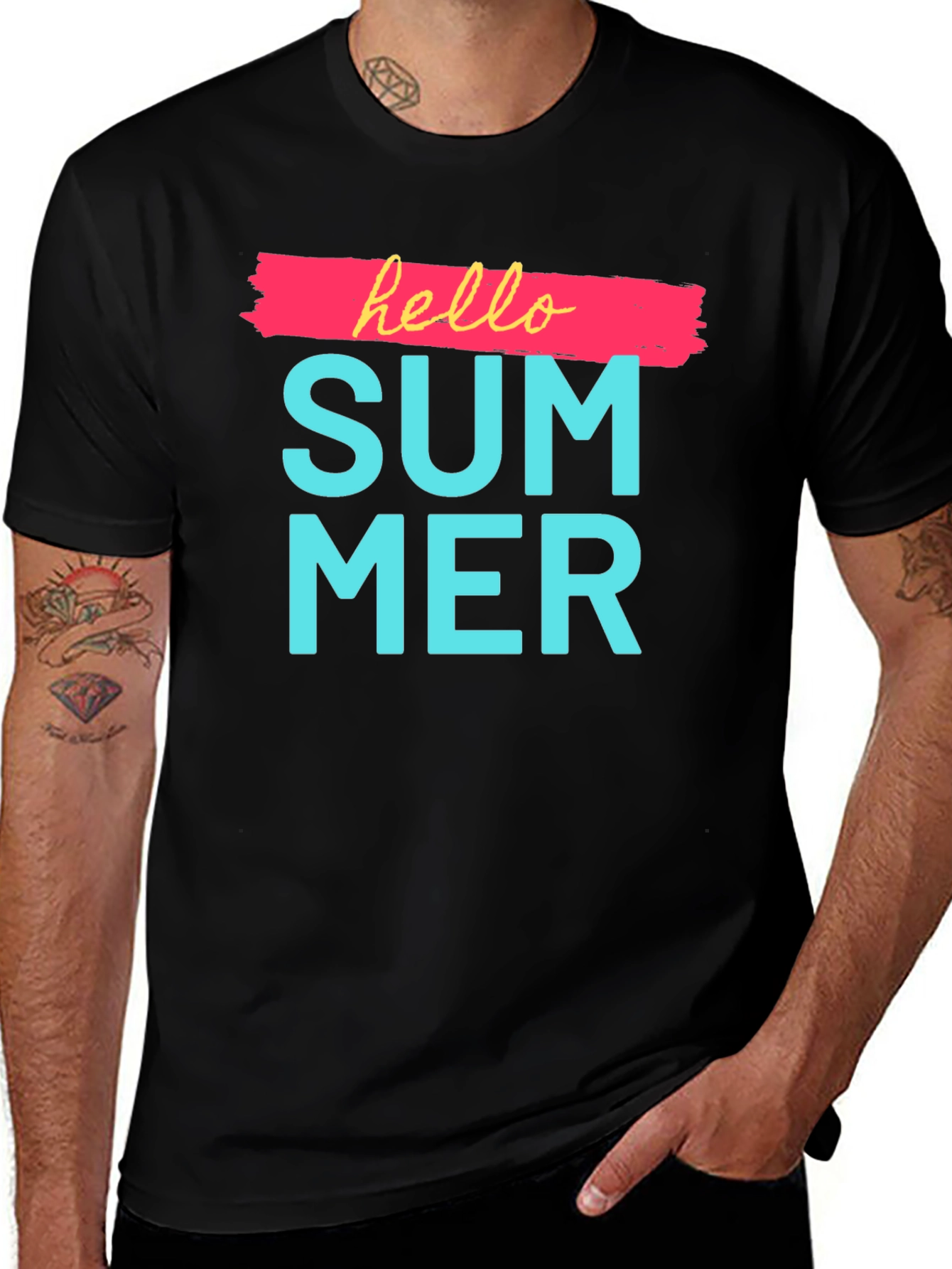 Hello Summer Graphic Print Crewneck T-Shirt