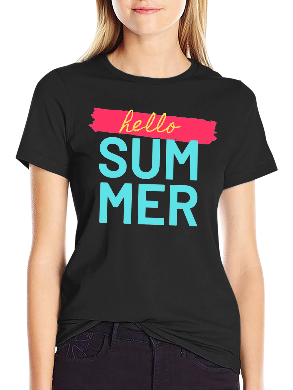 Hello Summer Graphic Print Crewneck T-Shirt