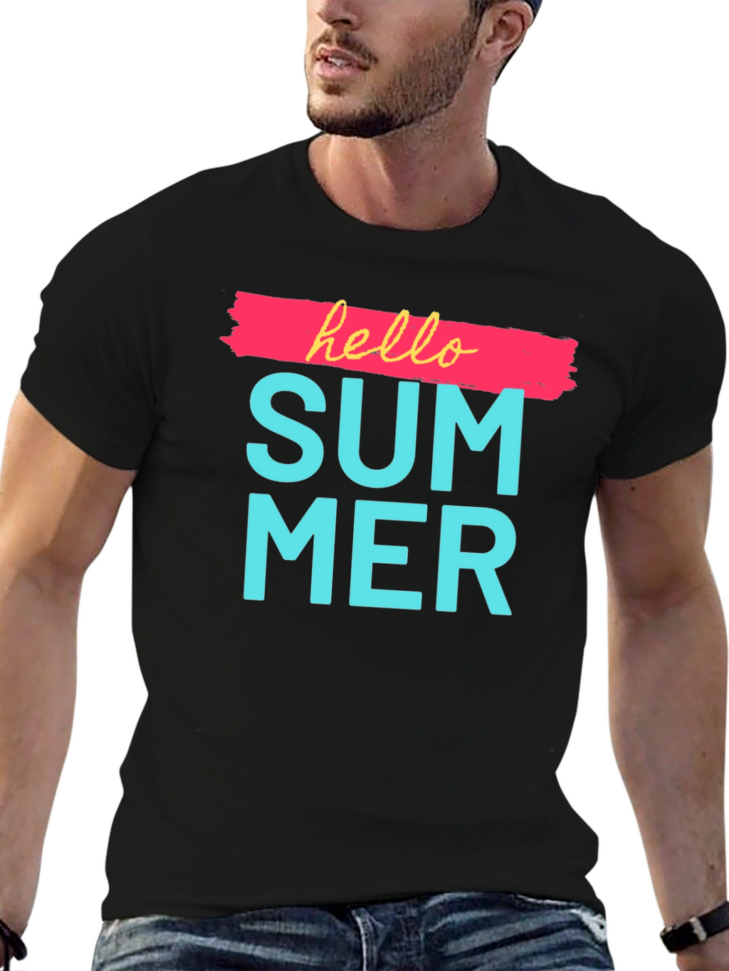 Hello Summer Graphic Print Crewneck T-Shirt