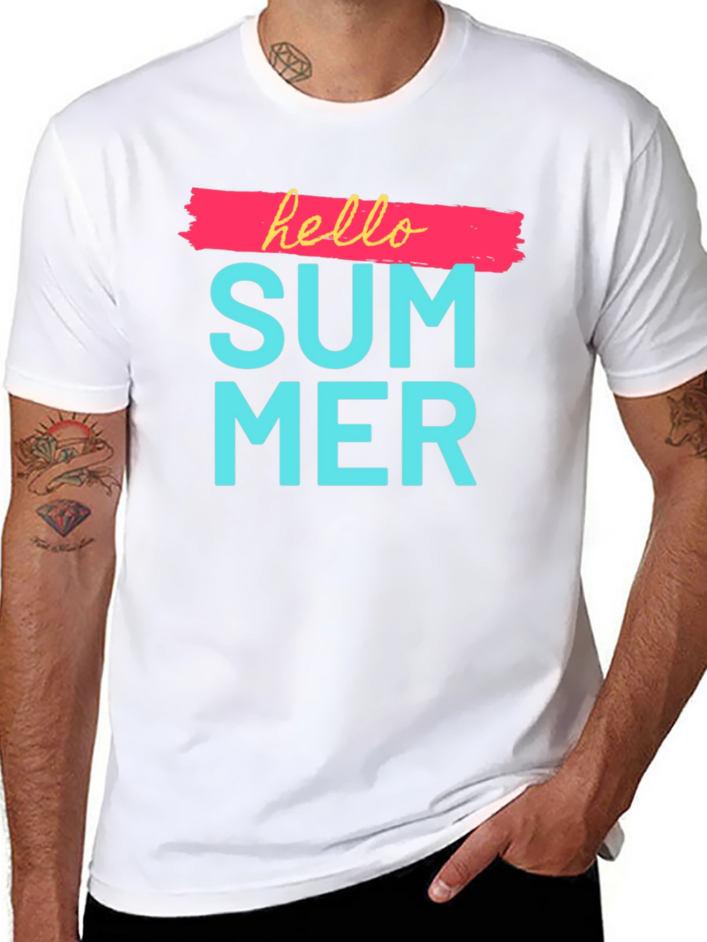 Hello Summer Graphic Print Crewneck T-Shirt