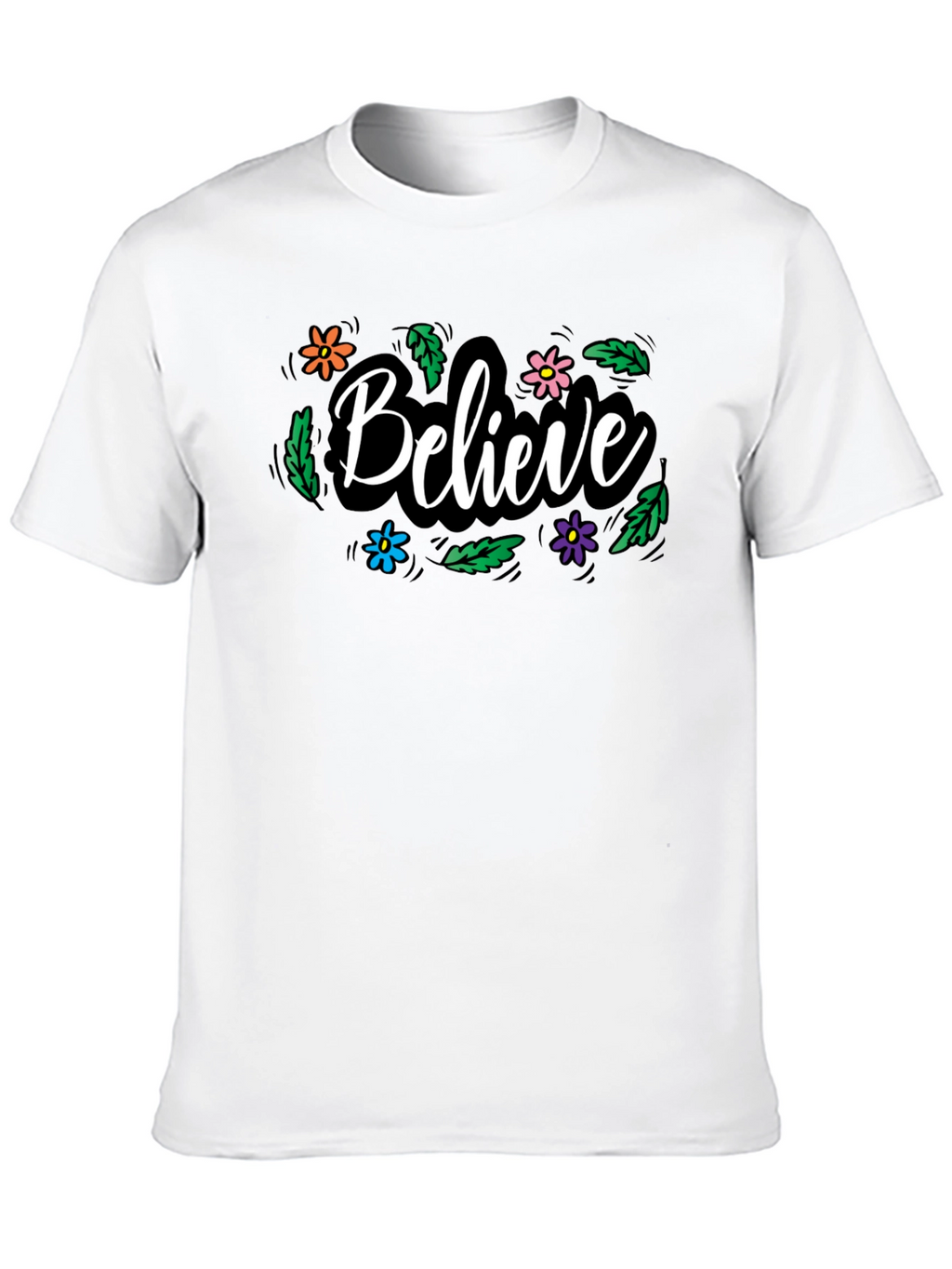 Believe Floral Graphic Black T-Shirt