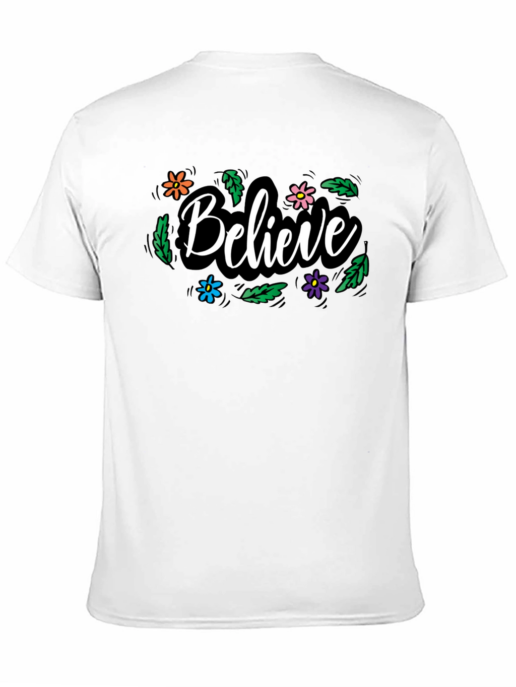 Believe Floral Graphic Black T-Shirt