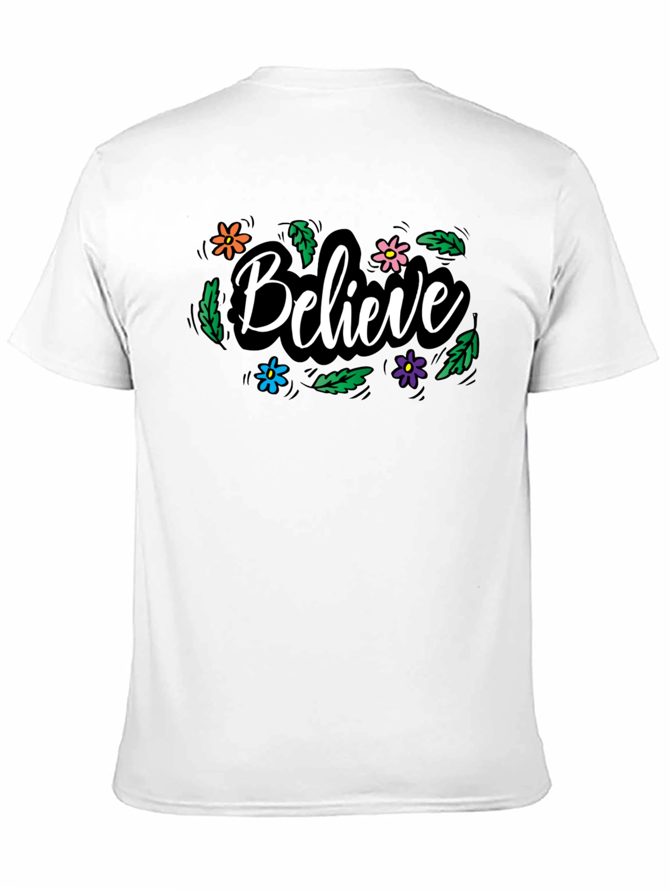 Believe Floral Graphic Black T-Shirt