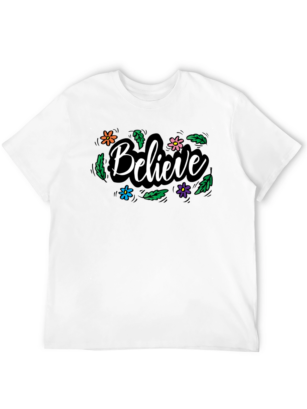 Believe Floral Graphic Black T-Shirt