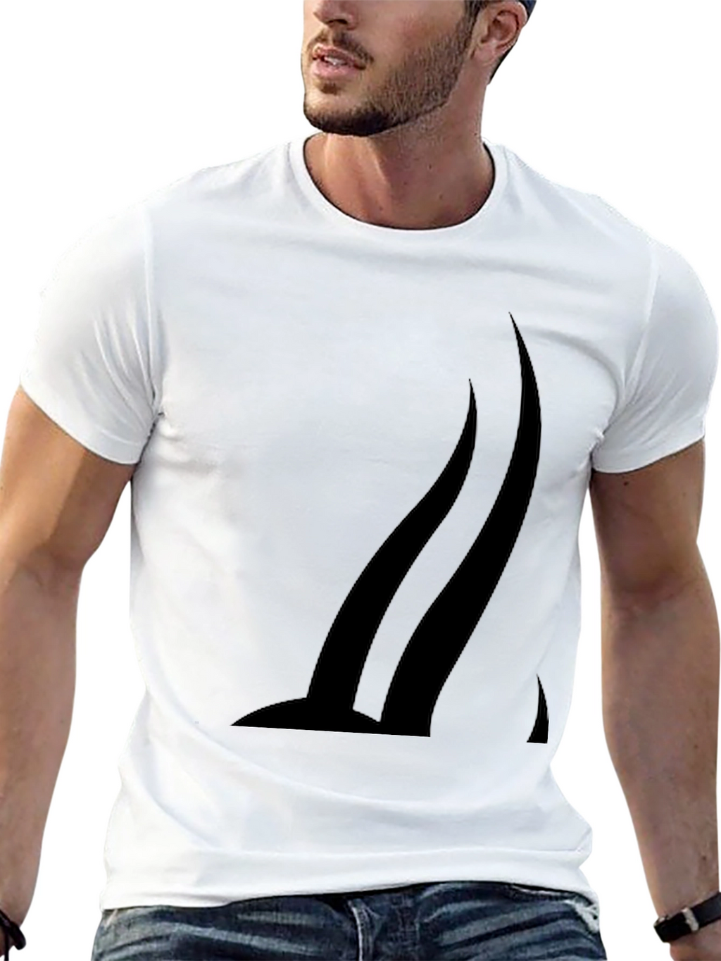 Modern Black T-Shirt with Abstract Graphic Design