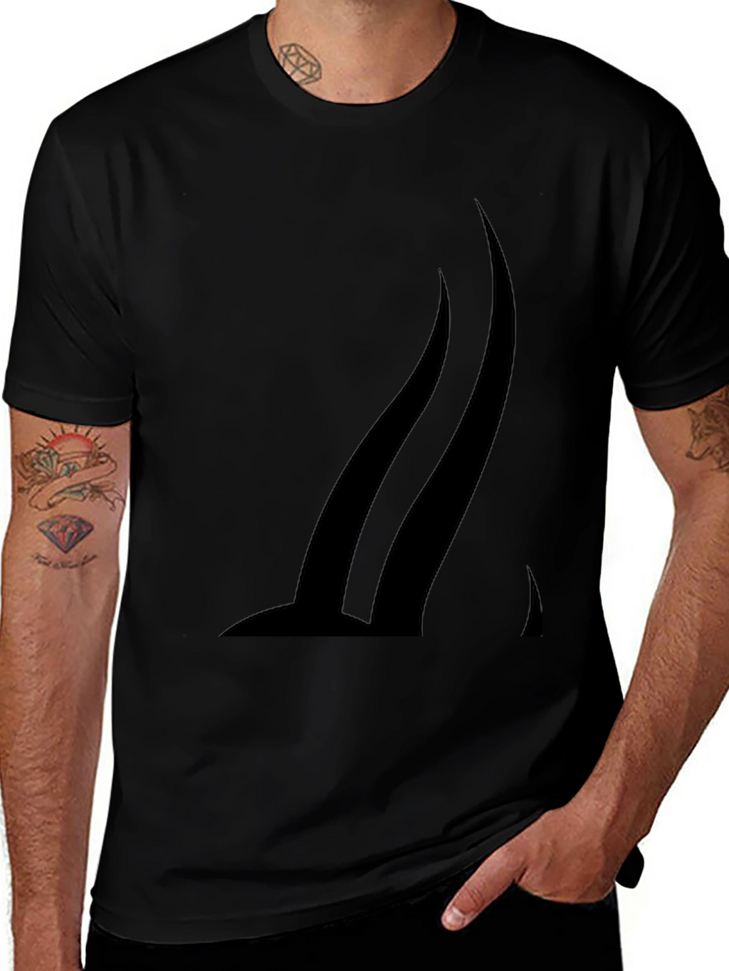 Modern Black T-Shirt with Abstract Graphic Design