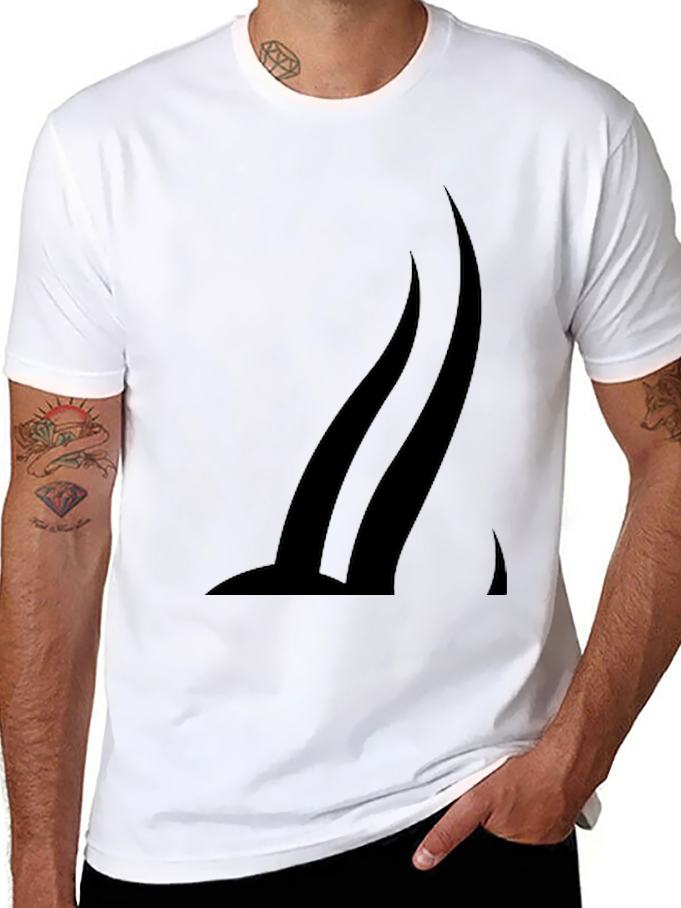 Modern Black T-Shirt with Abstract Graphic Design