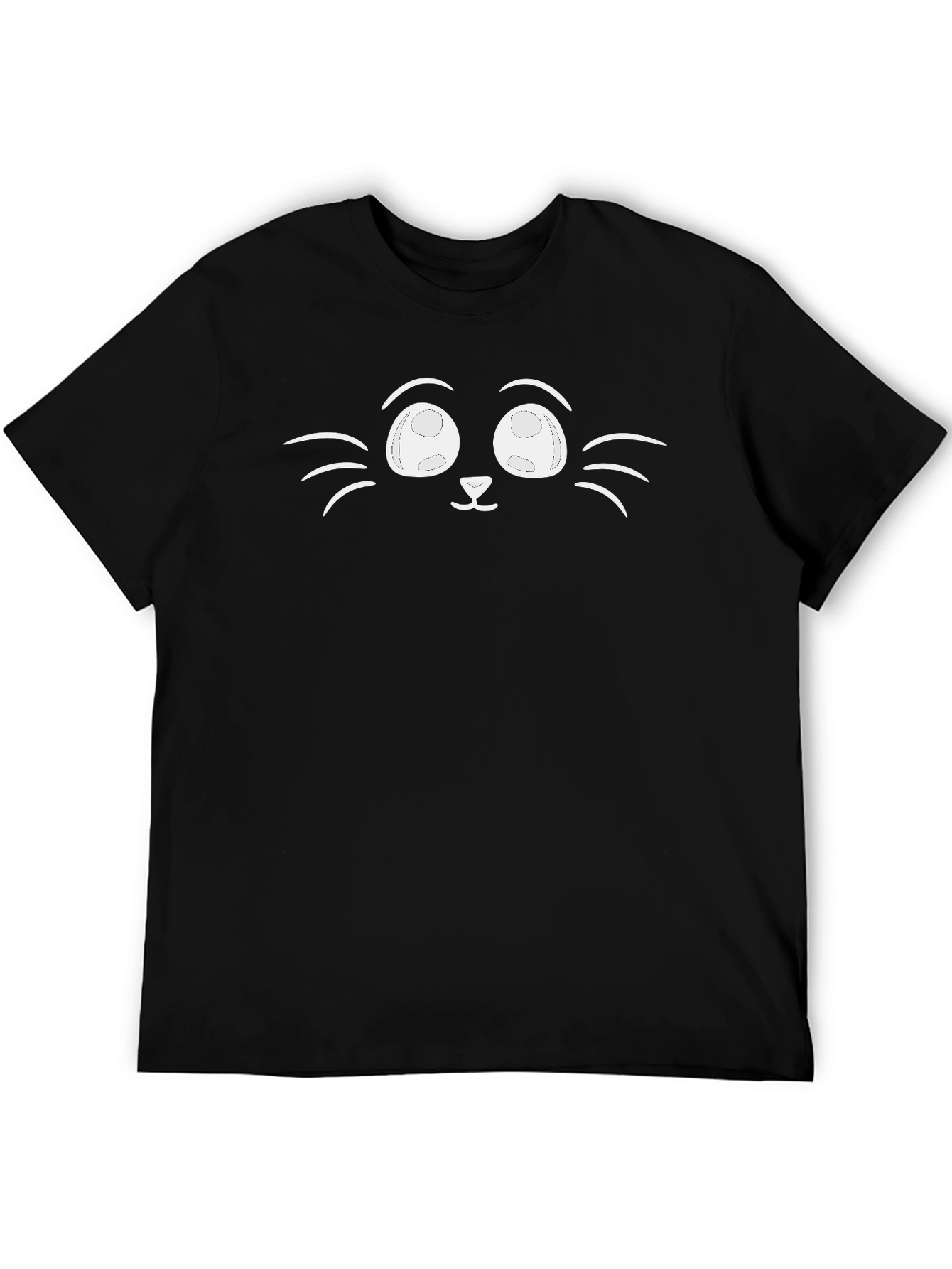 Cute Cat Face Graphic Black T-Shirt