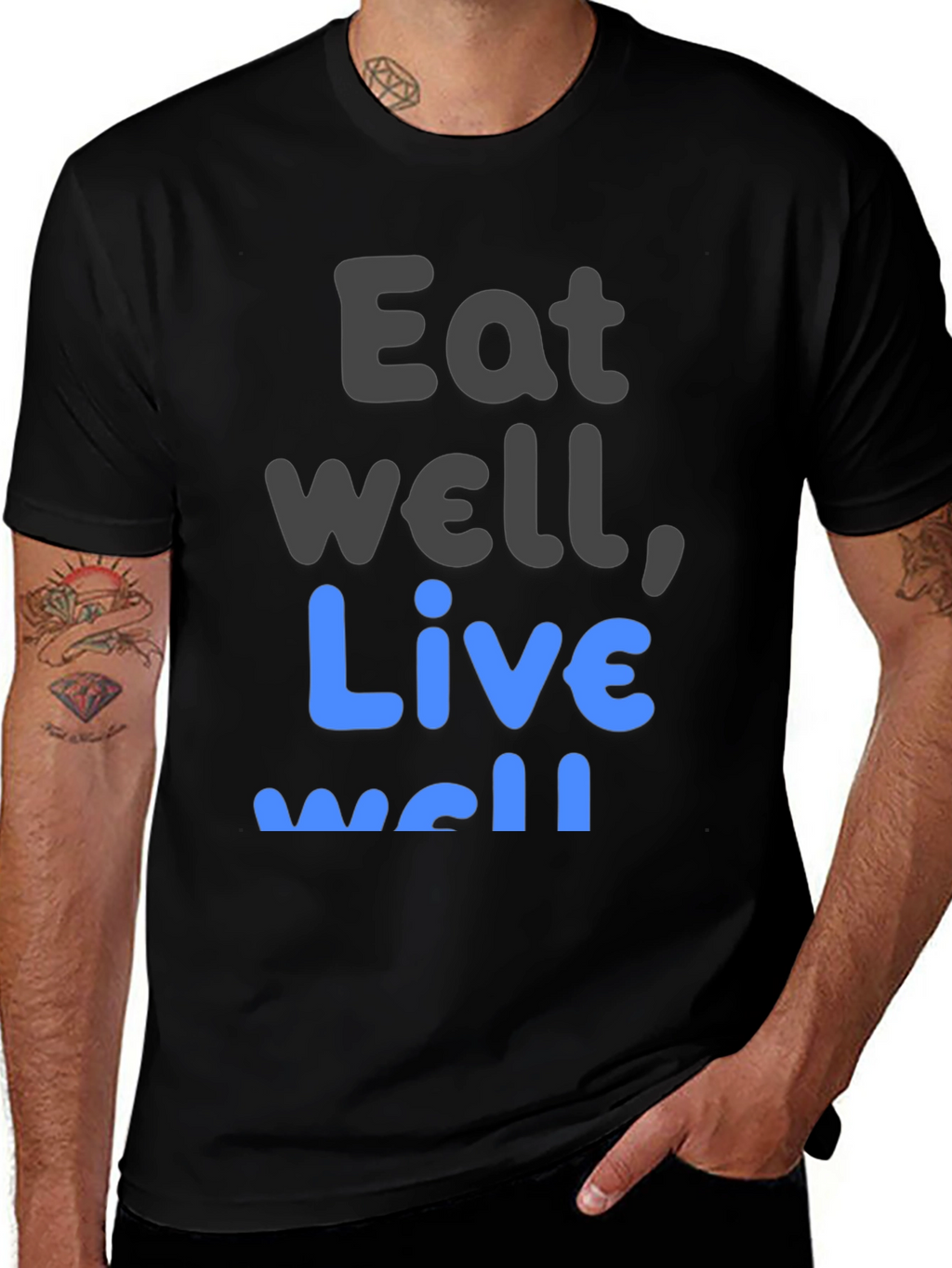 Eat Well Live Well T-Shirt Black