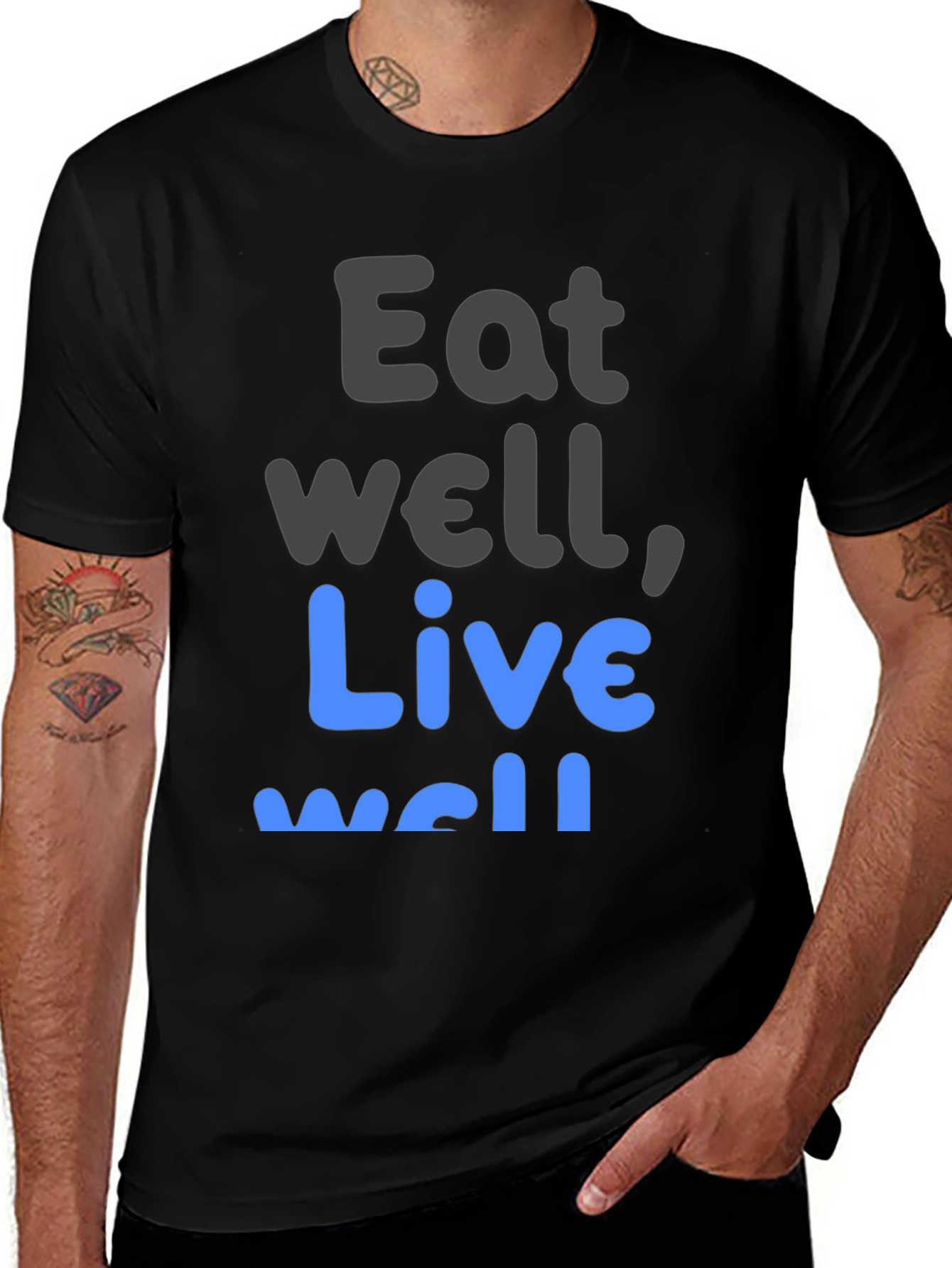 Eat Well Live Well T-Shirt Black