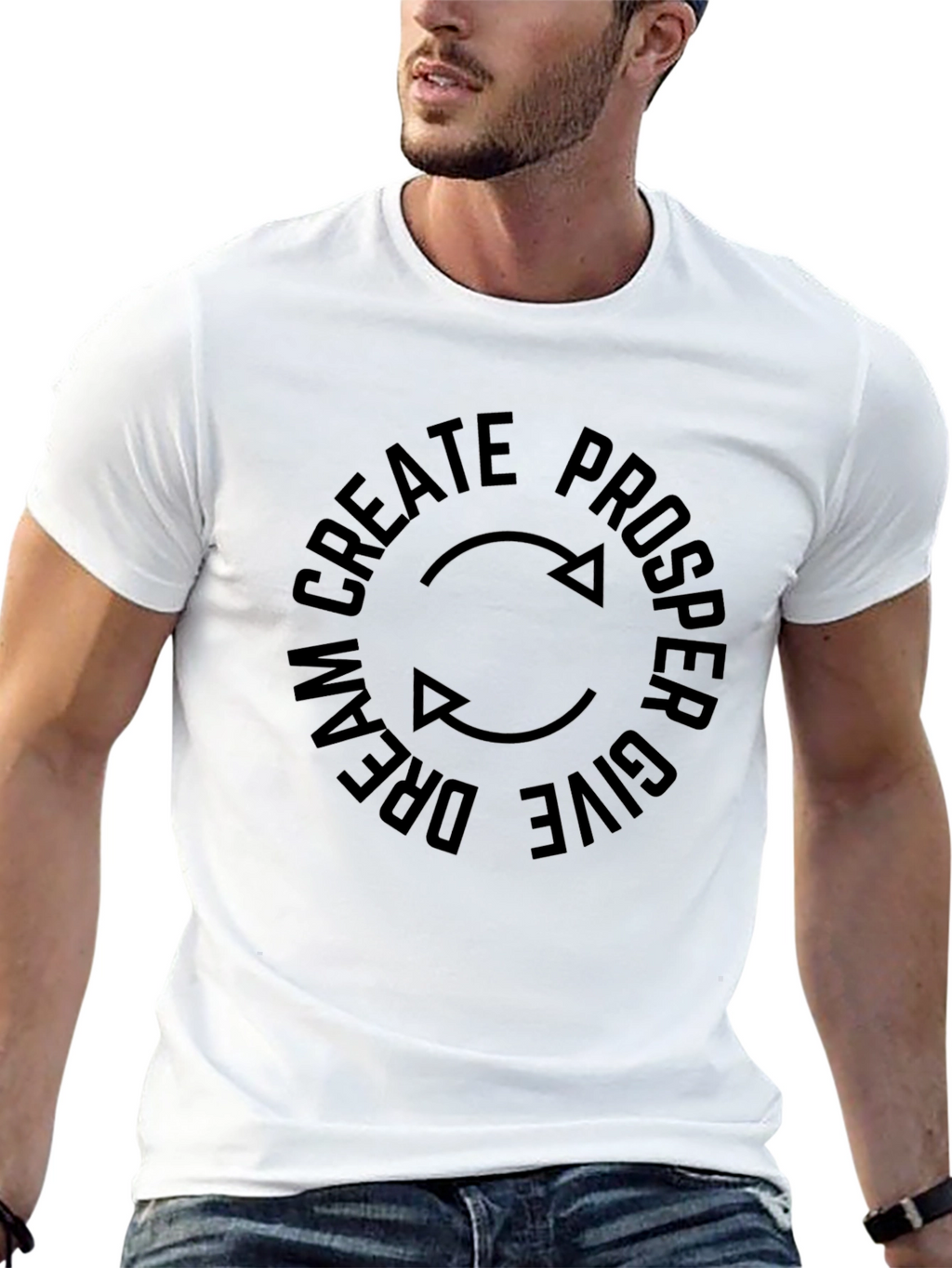 Dream Create Prosper Give Black Graphic Tee