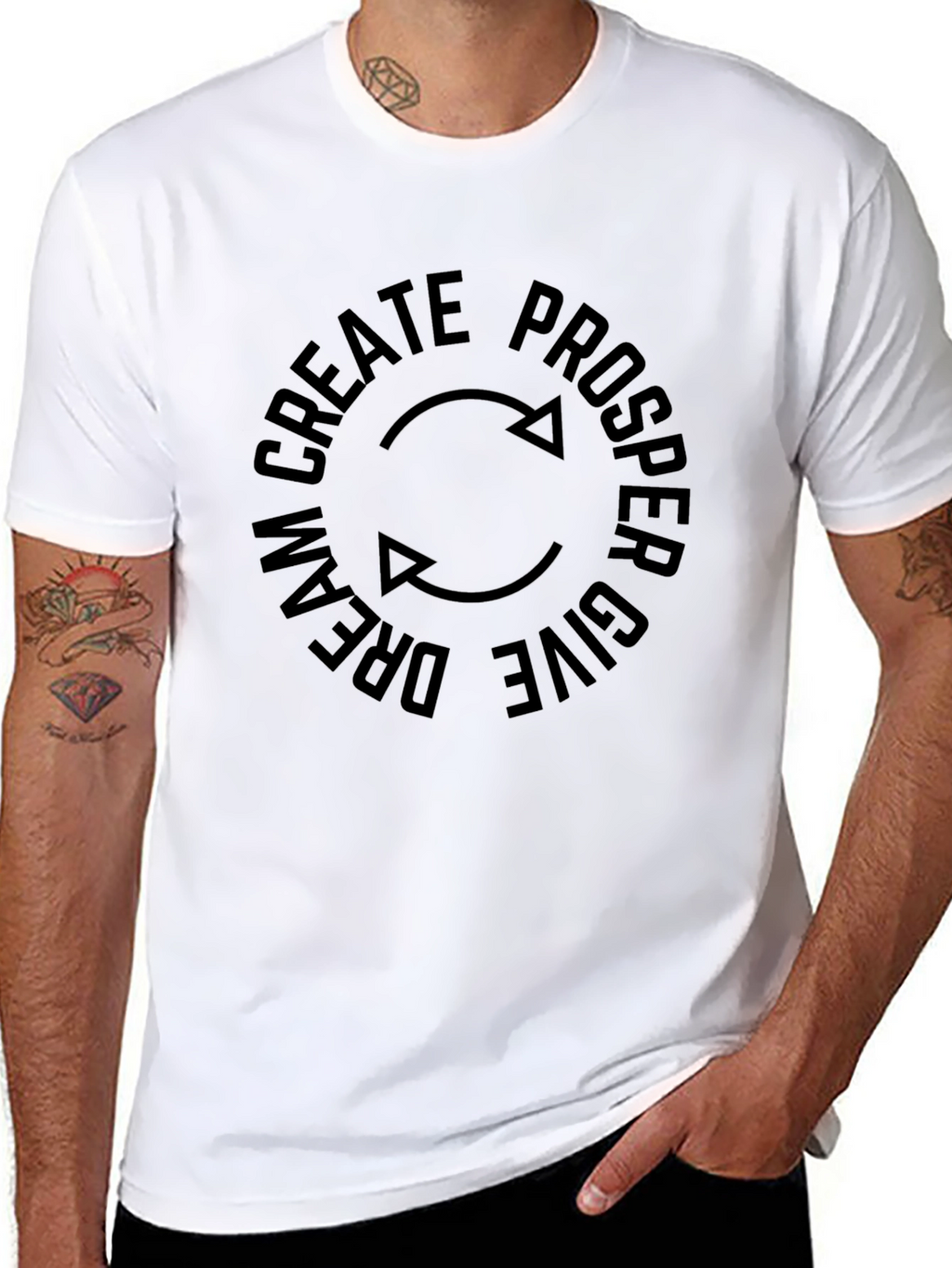 Dream Create Prosper Give Black Graphic Tee