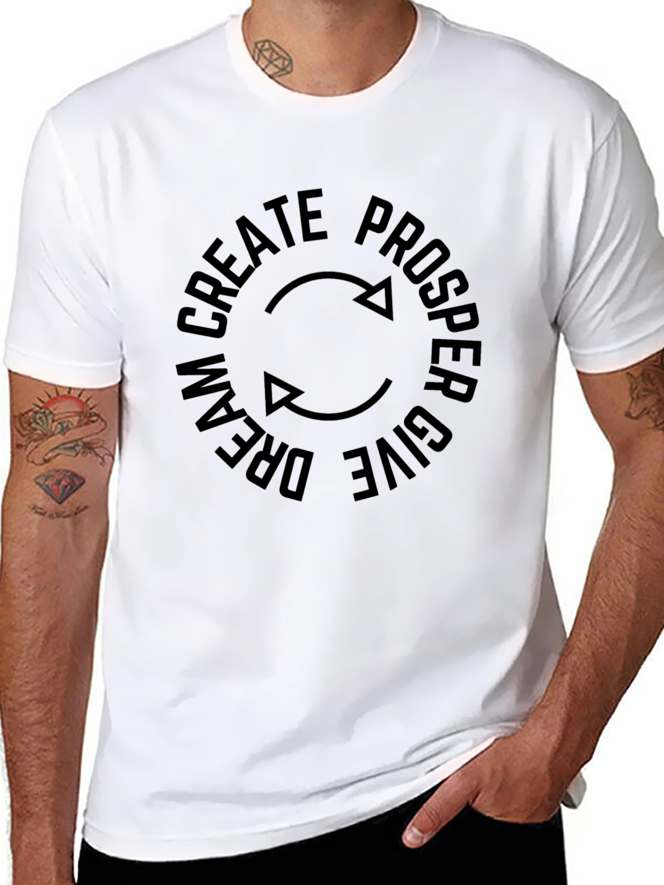 Dream Create Prosper Give Black Graphic Tee