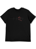 Skiing Heartbeat Black T-Shirt