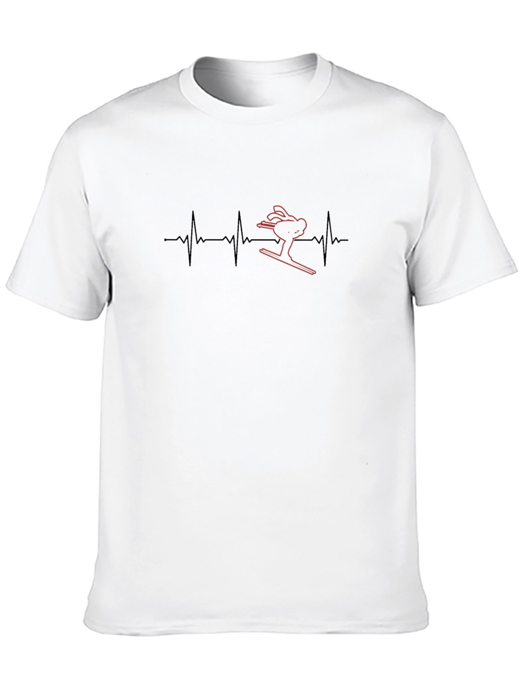 Skiing Heartbeat Black T-Shirt