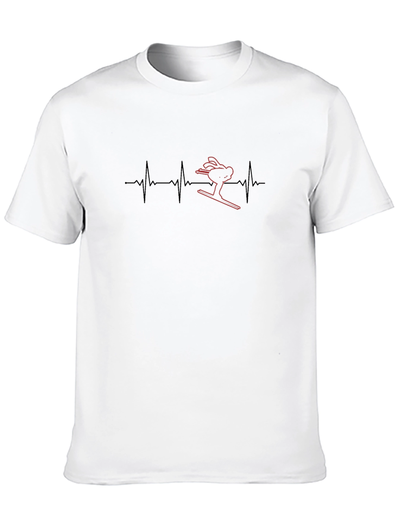 Skiing Heartbeat Black T-Shirt
