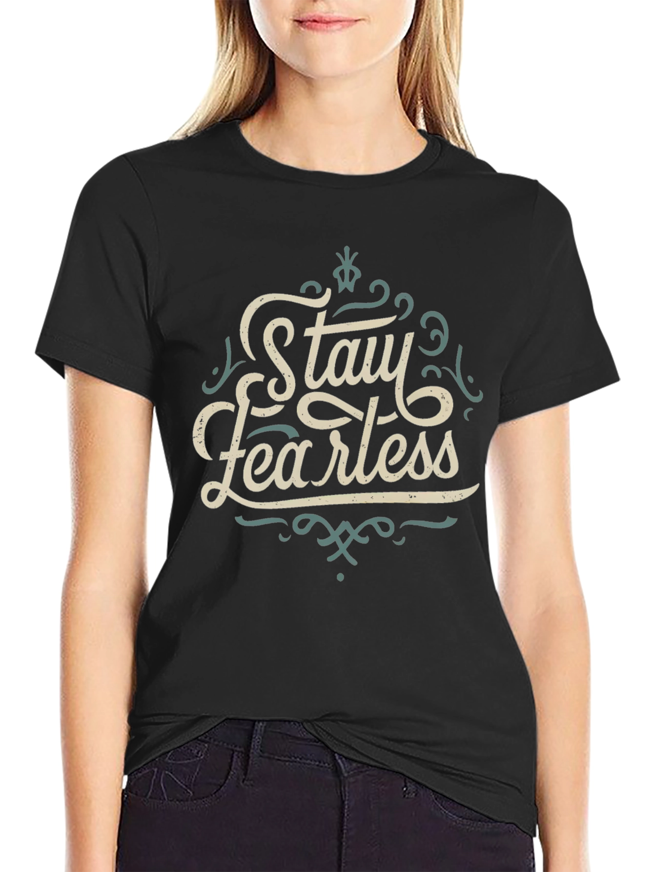 Stay Fearless Graphic Tee - Black Crewneck T-Shirt