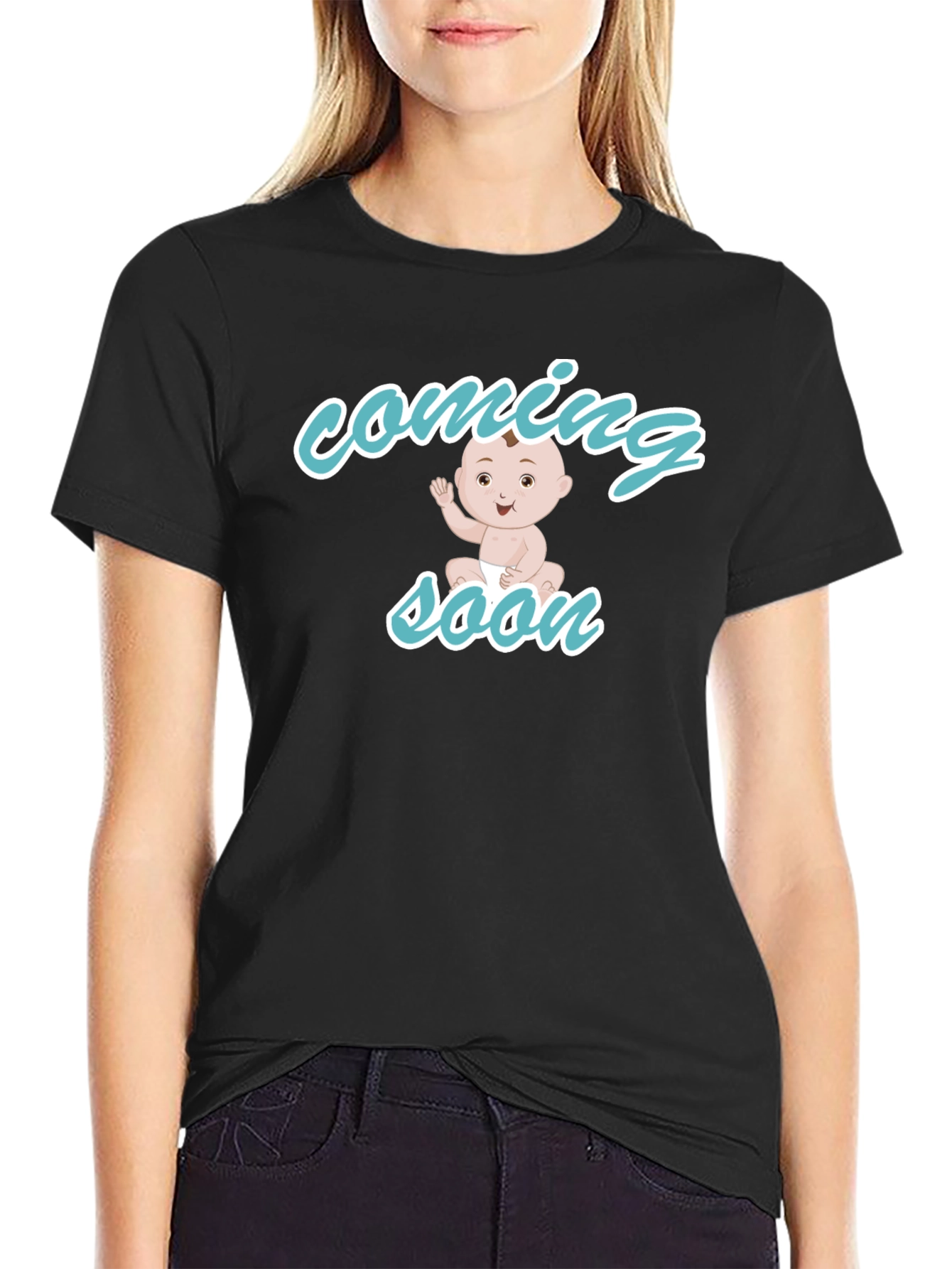 Baby Coming Soon Black T-Shirt