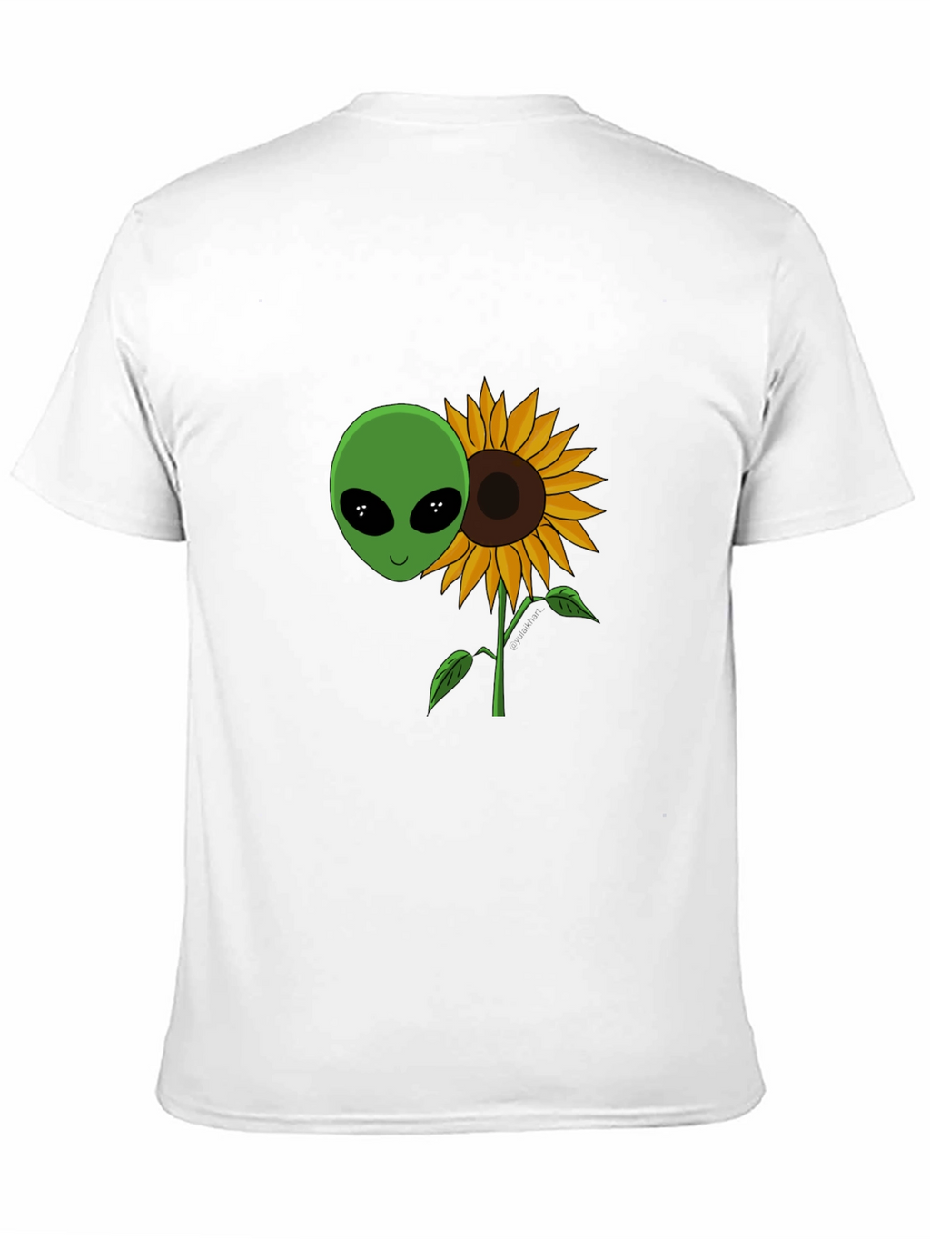 Alien Sunflower Graphic T-Shirt - Black Cotton Blend