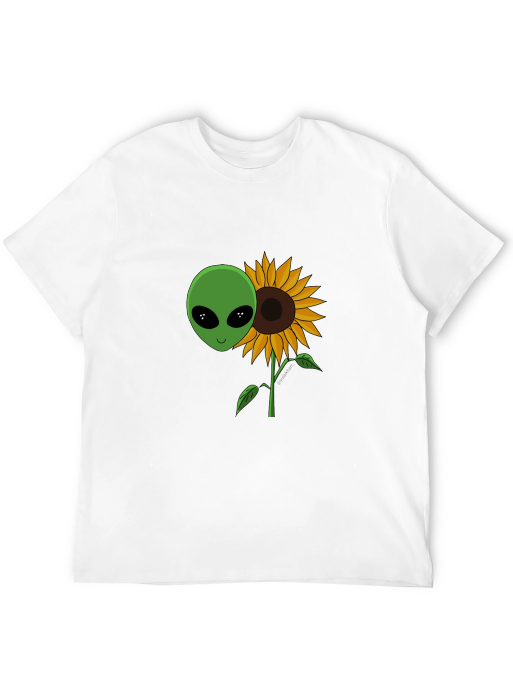 Alien Sunflower Graphic T-Shirt - Black Cotton Blend