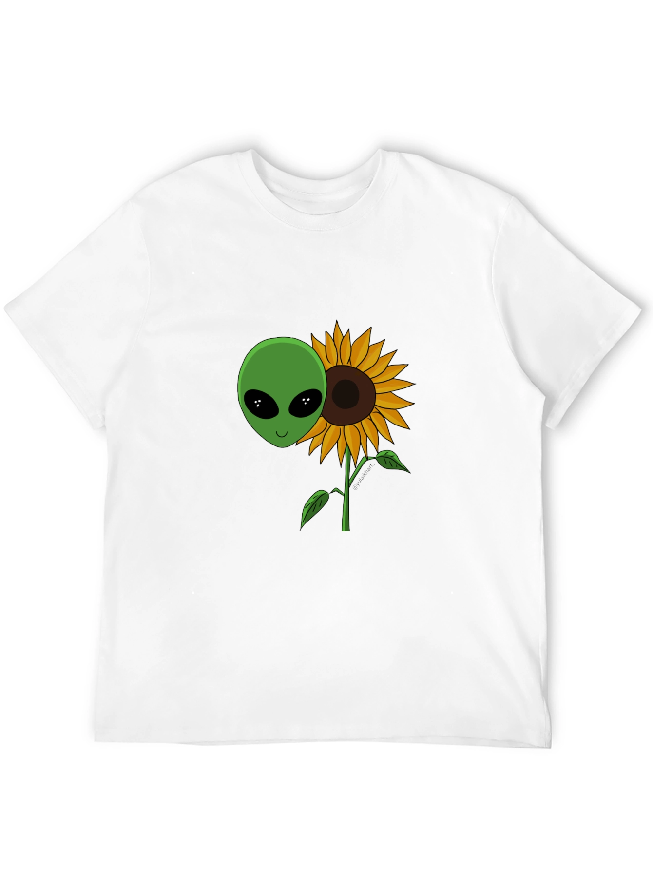 Alien Sunflower Graphic T-Shirt - Black Cotton Blend