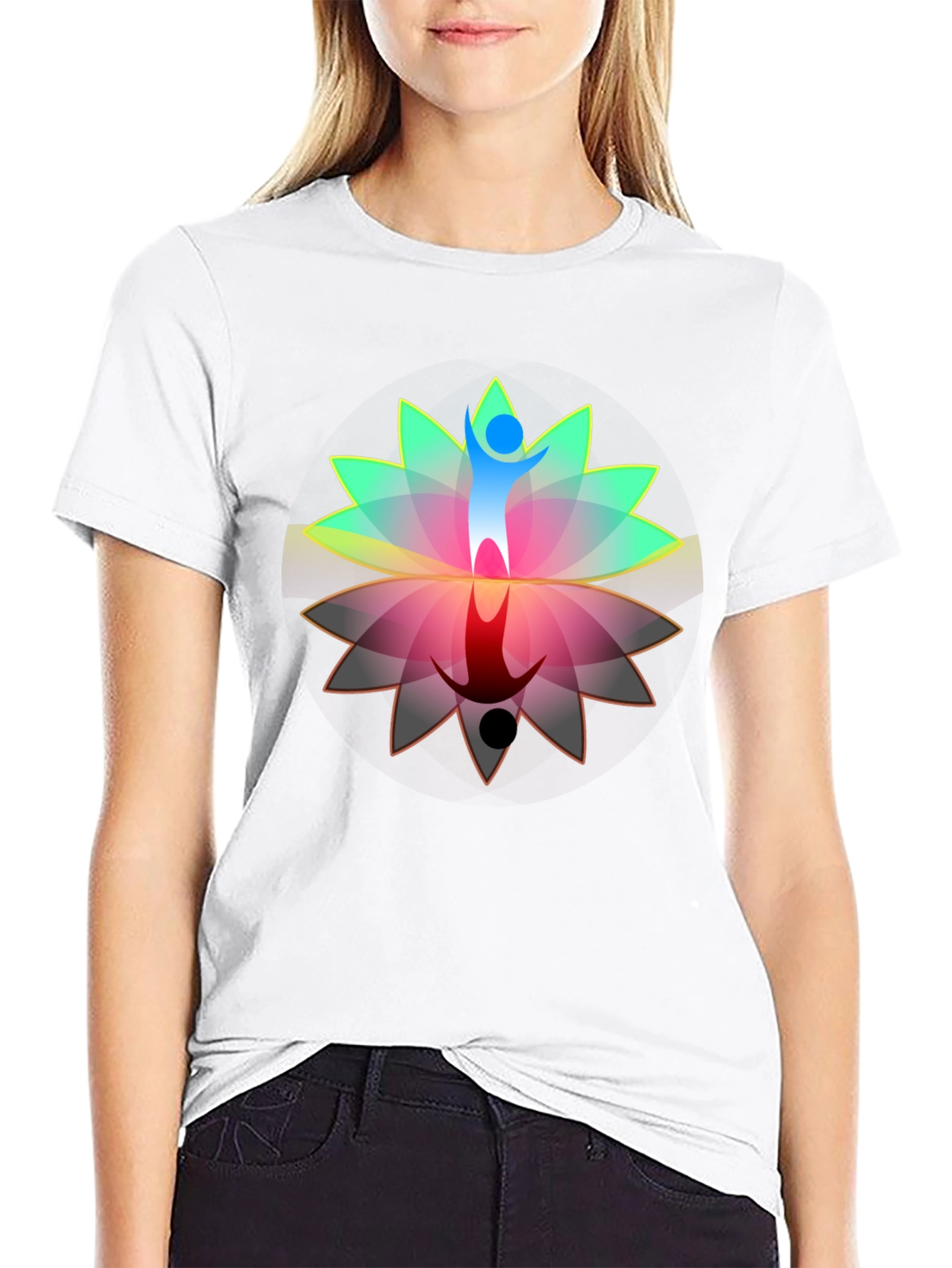 Lotus Reflection Graphic T-Shirt - Black