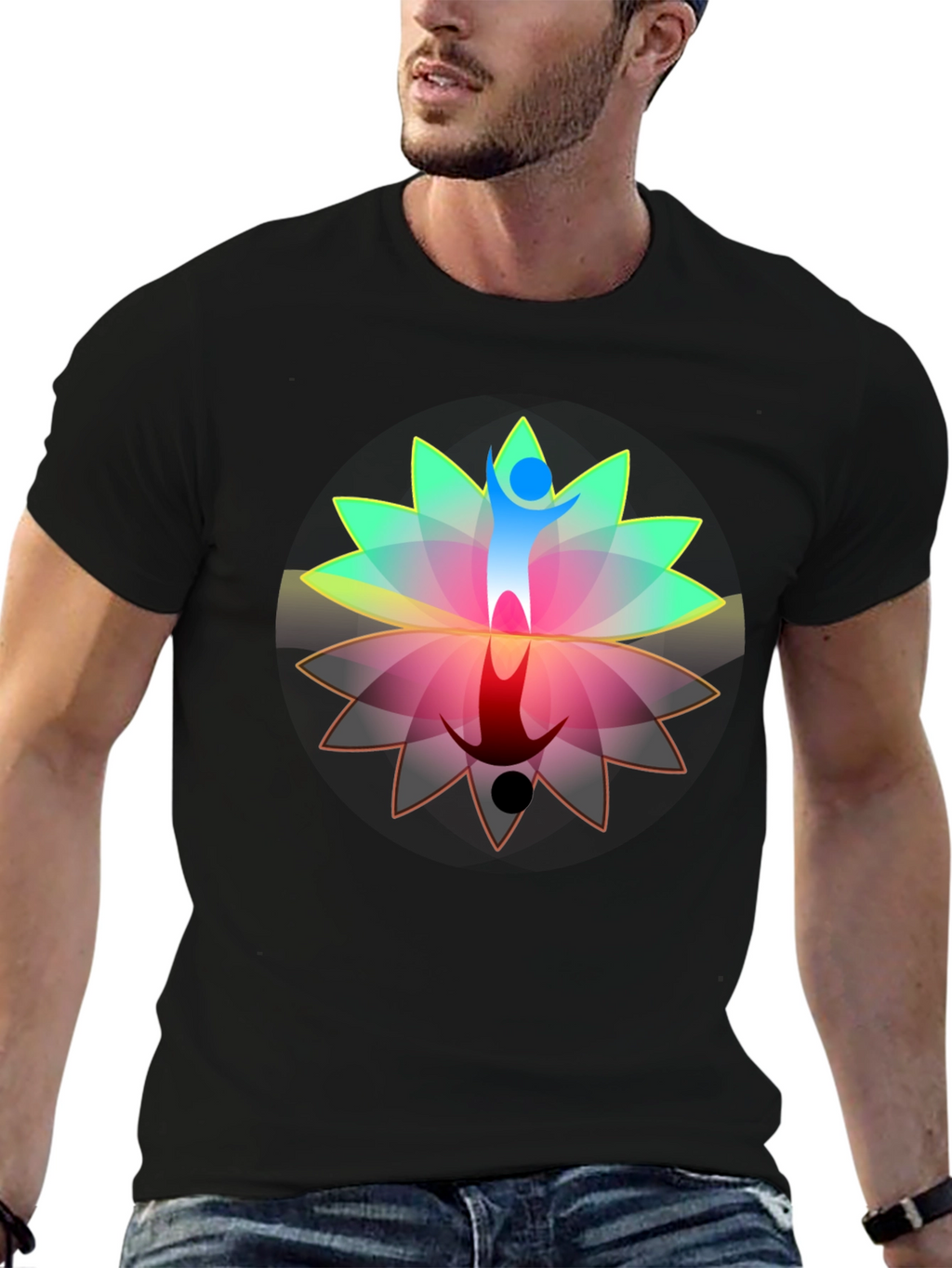 Lotus Reflection Graphic T-Shirt - Black