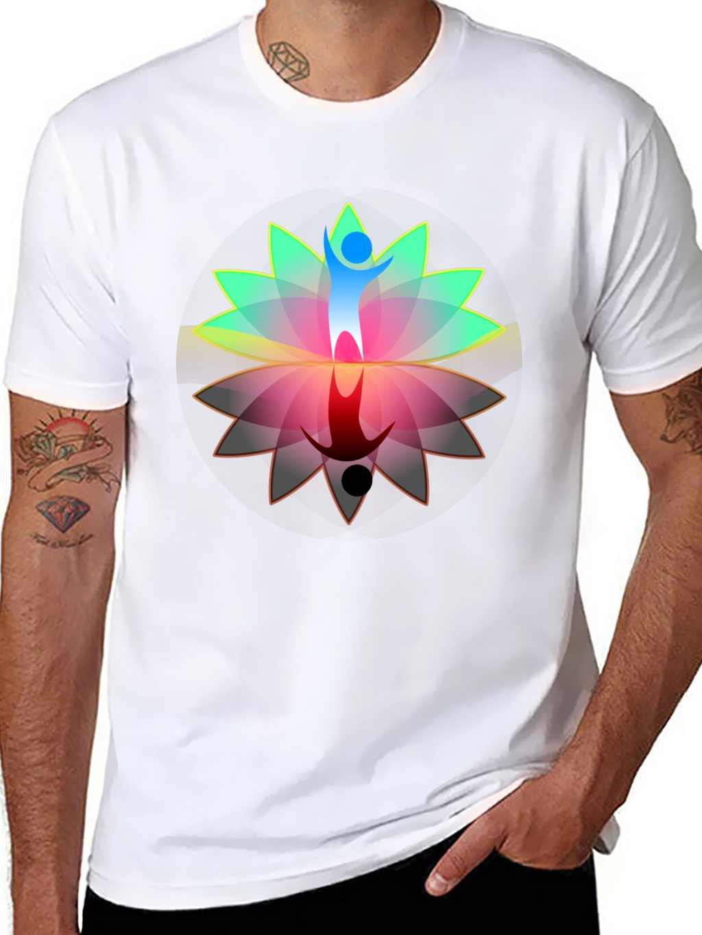 Lotus Reflection Graphic T-Shirt - Black