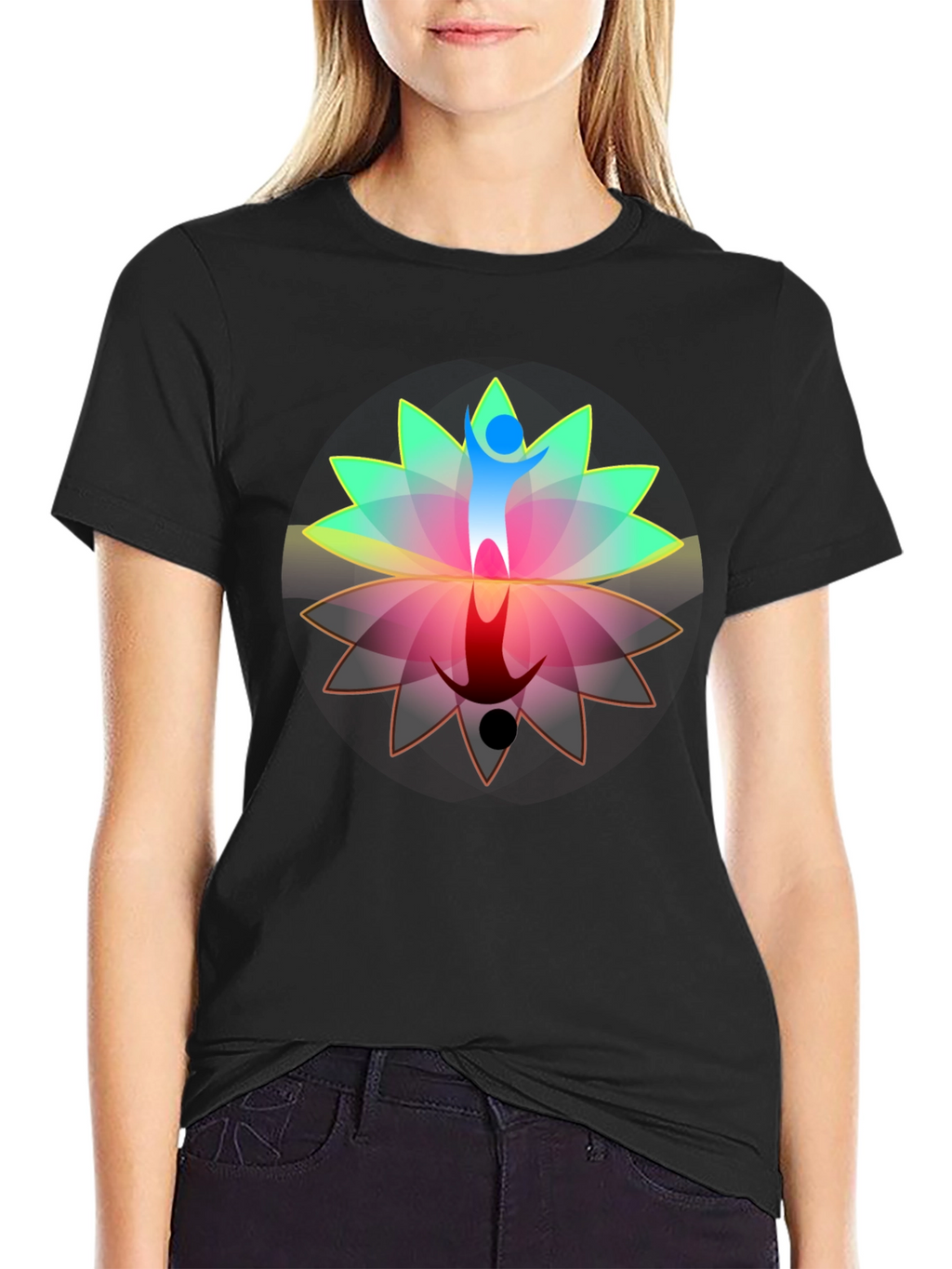 Lotus Reflection Graphic T-Shirt - Black