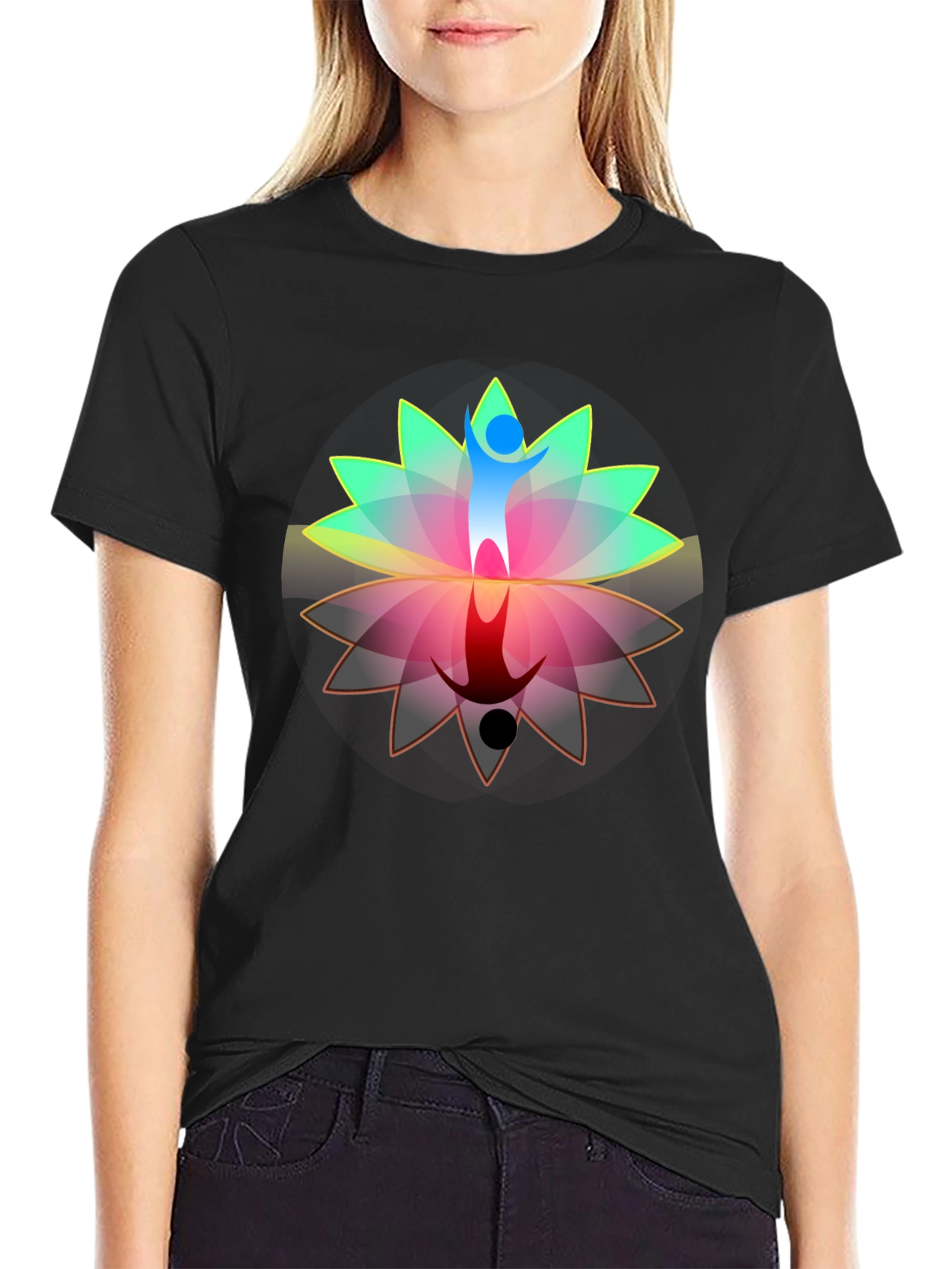 Lotus Reflection Graphic T-Shirt - Black