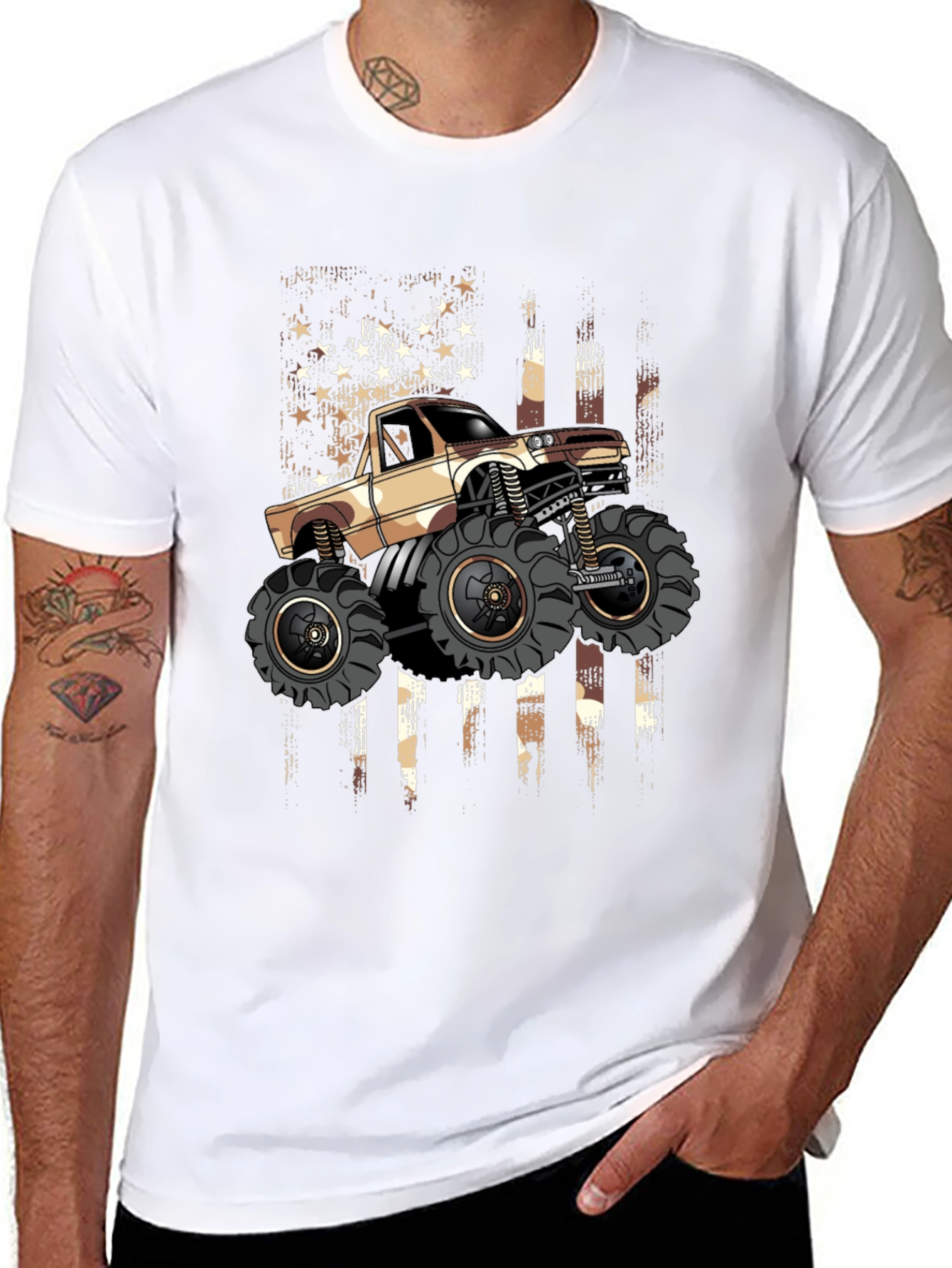 Monster Truck American Flag Graphic Tee