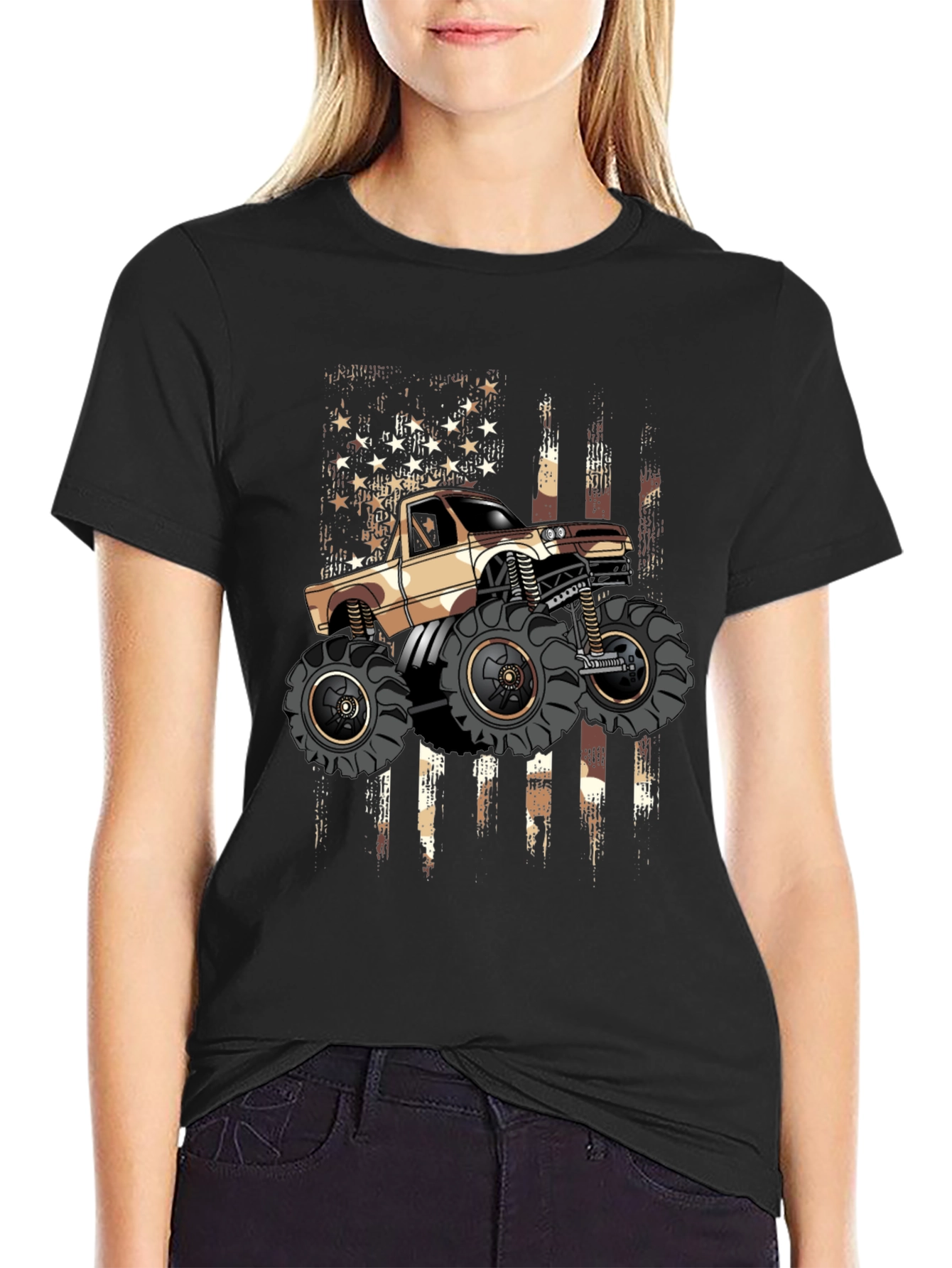 Monster Truck American Flag Graphic Tee