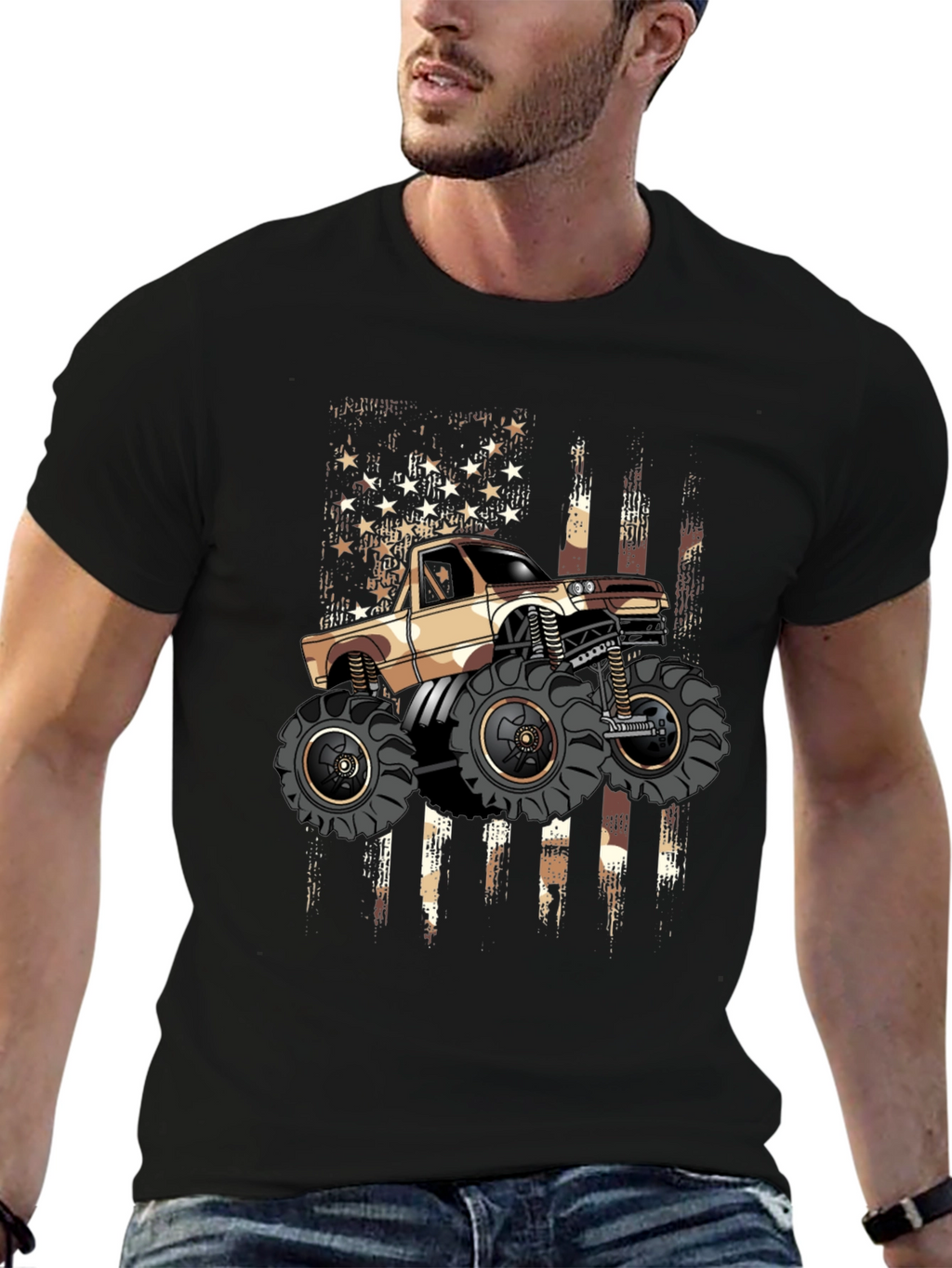 Monster Truck American Flag Graphic Tee