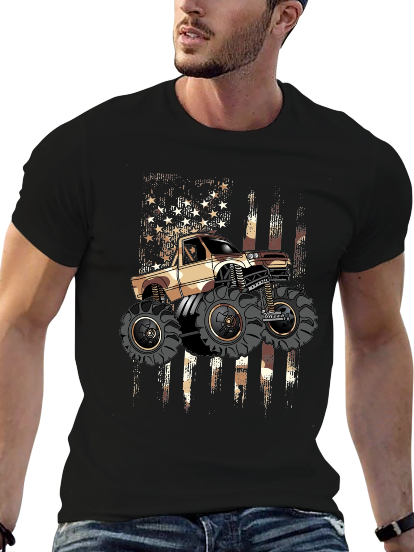Monster Truck American Flag Graphic Tee