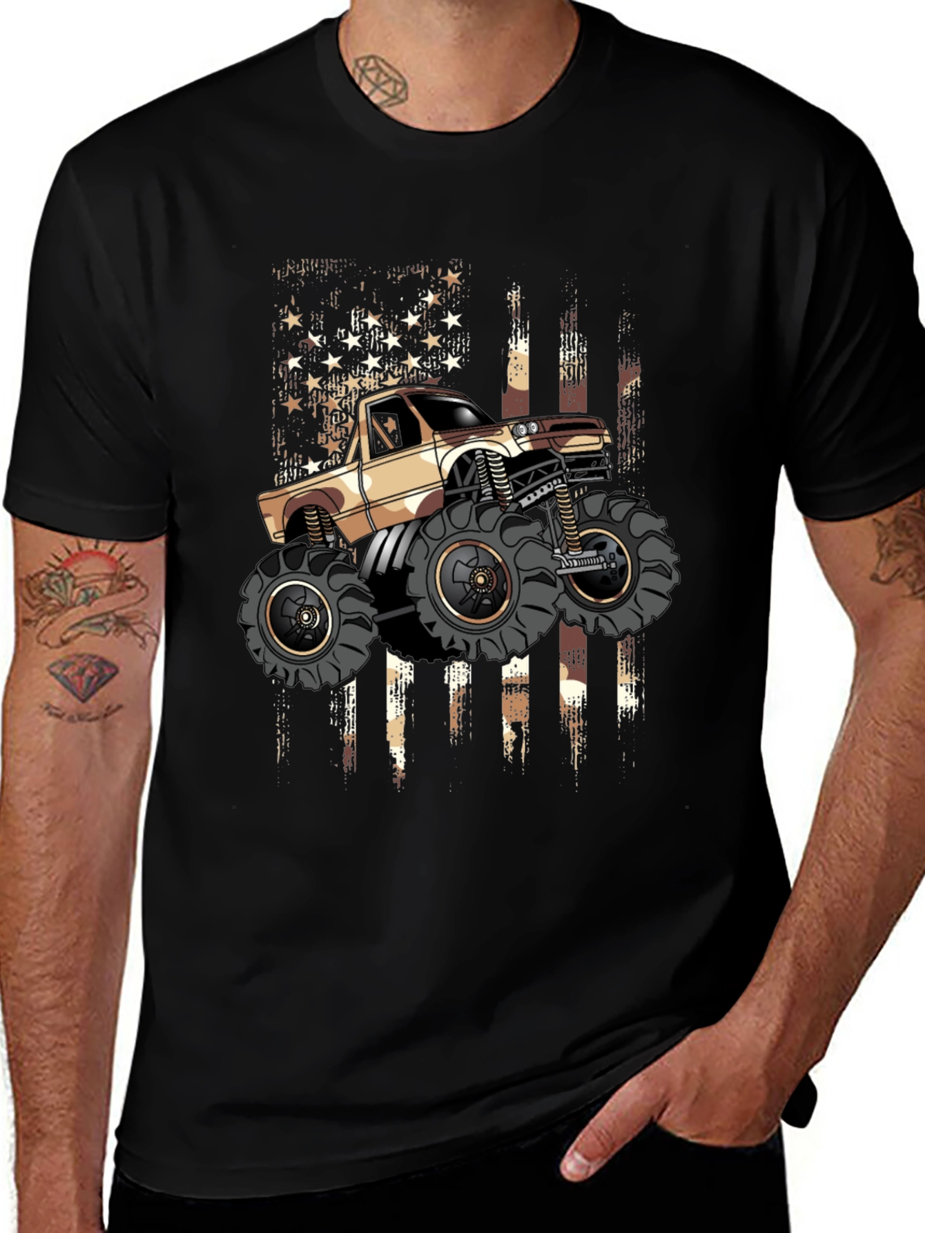 Monster Truck American Flag Graphic Tee