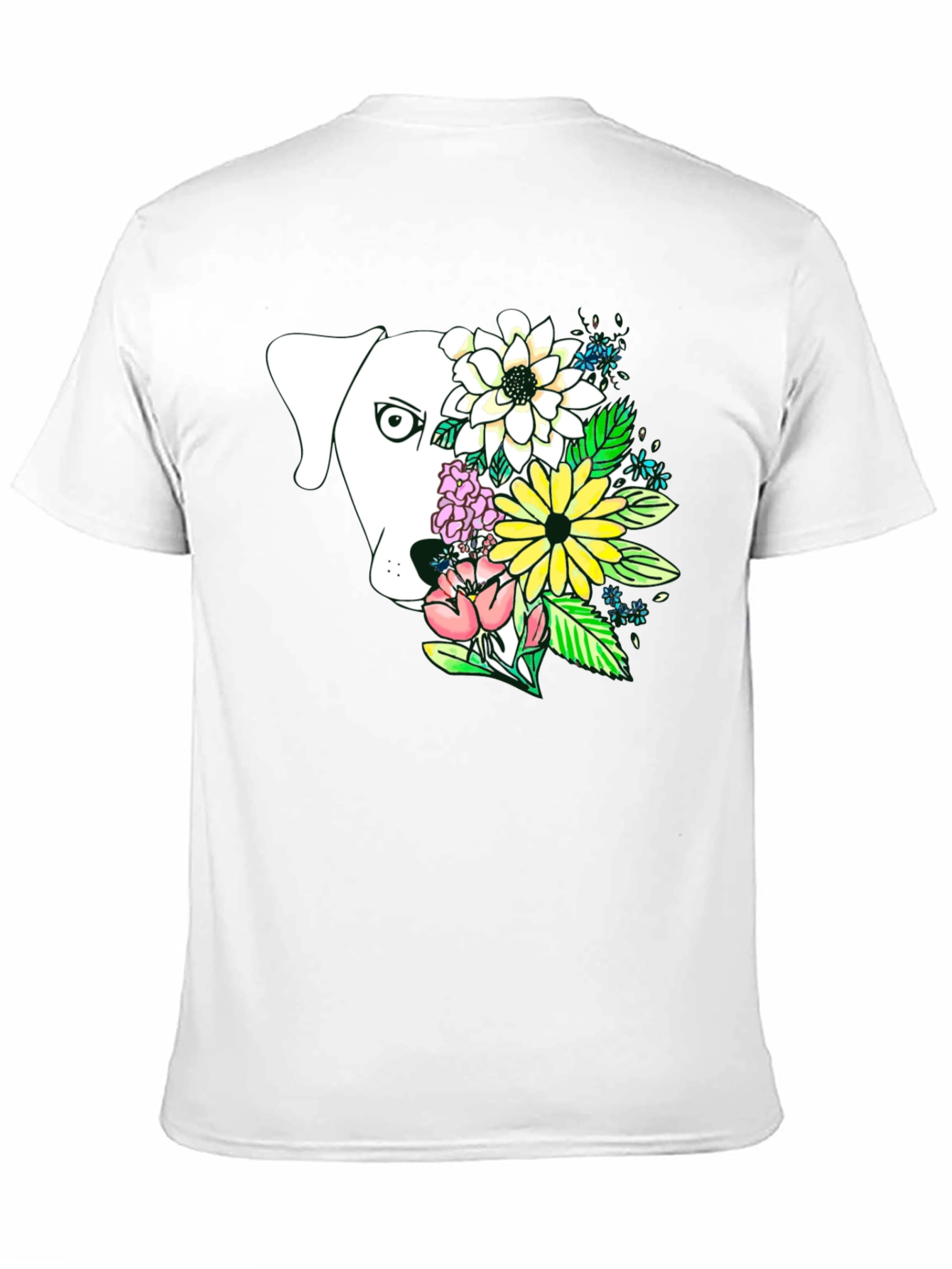 Dog and Floral Graphic Print T-Shirt