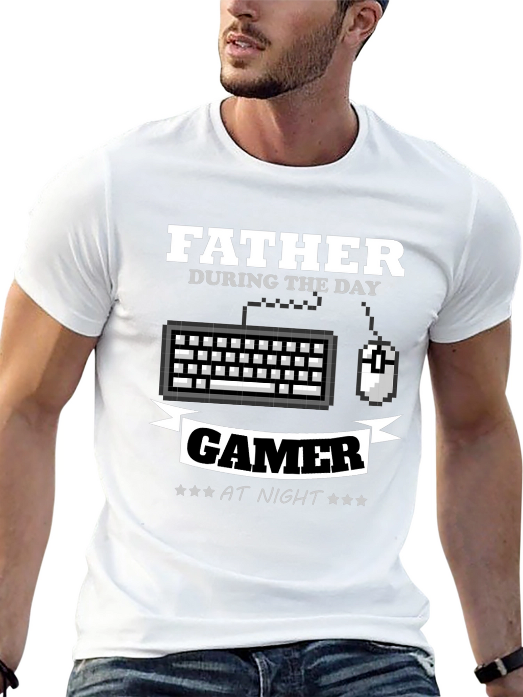 Father Gamer T-Shirt - Day/Night Design