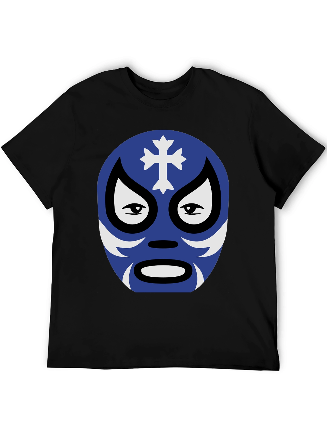 Lucha Libre Mask Graphic Tee - Black Cotton Shirt