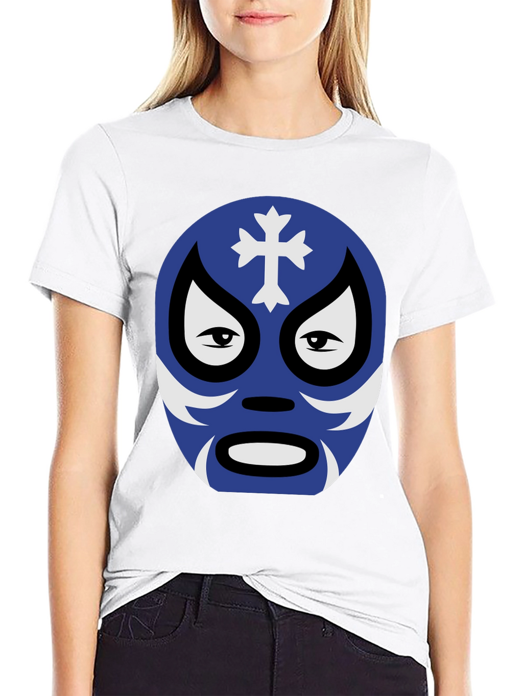 Lucha Libre Mask Graphic Tee - Black Cotton Shirt