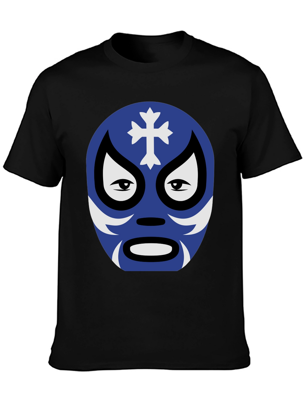 Lucha Libre Mask Graphic Tee - Black Cotton Shirt